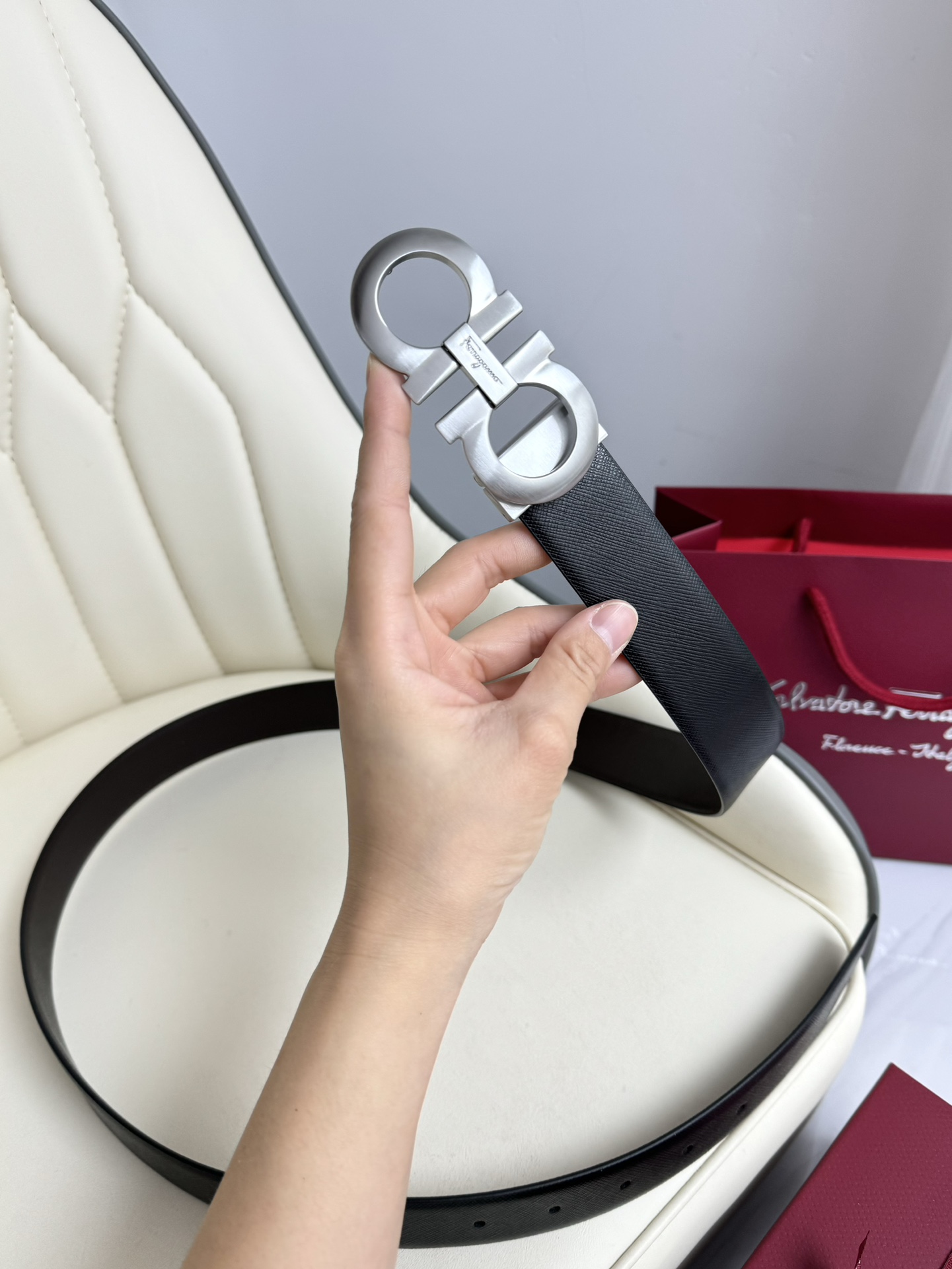 Salvatore Ferragamo Male Leather Belt Top Grain Leather