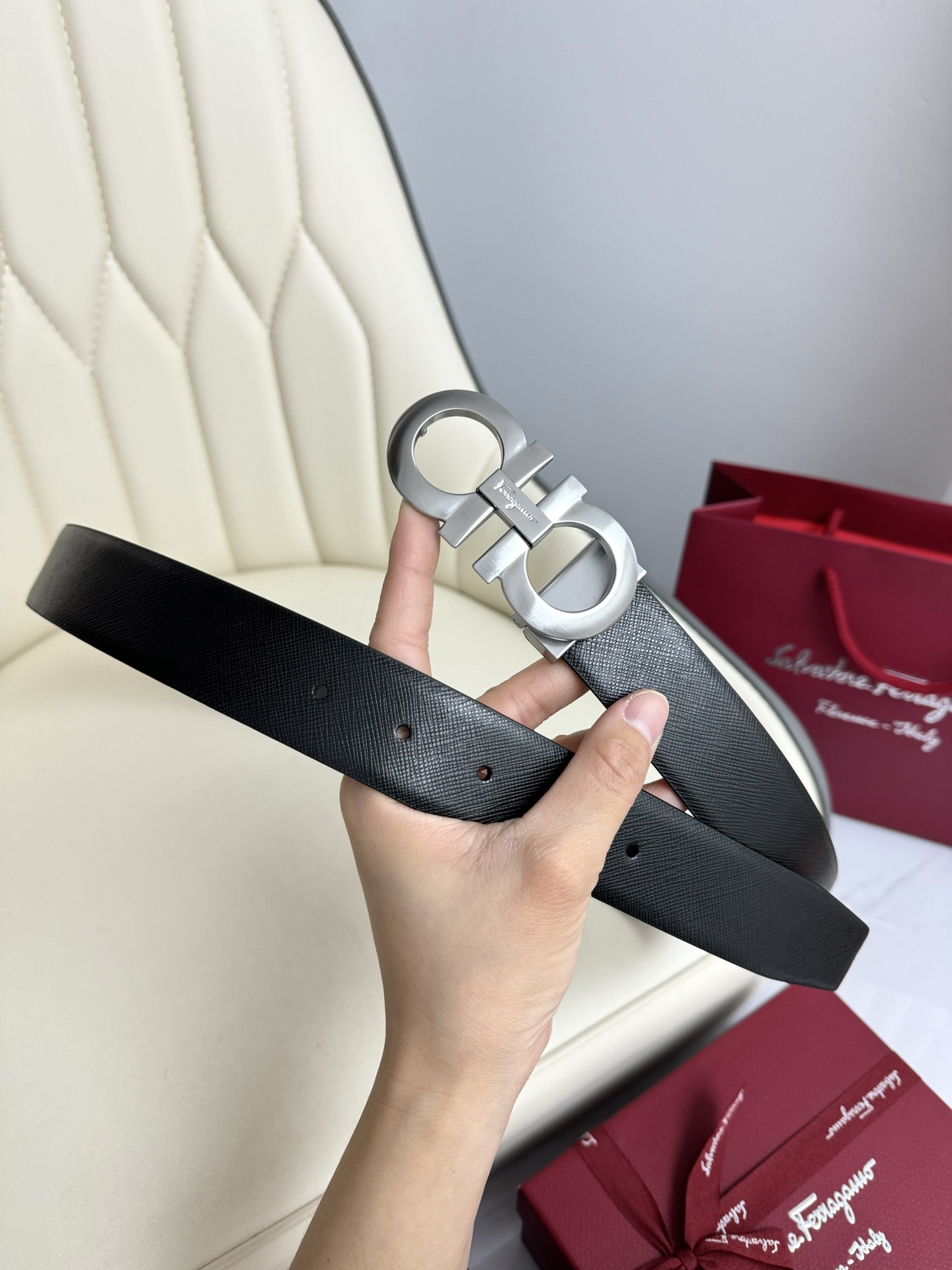 Salvatore Ferragamo Male Leather Belt Top Grain Leather