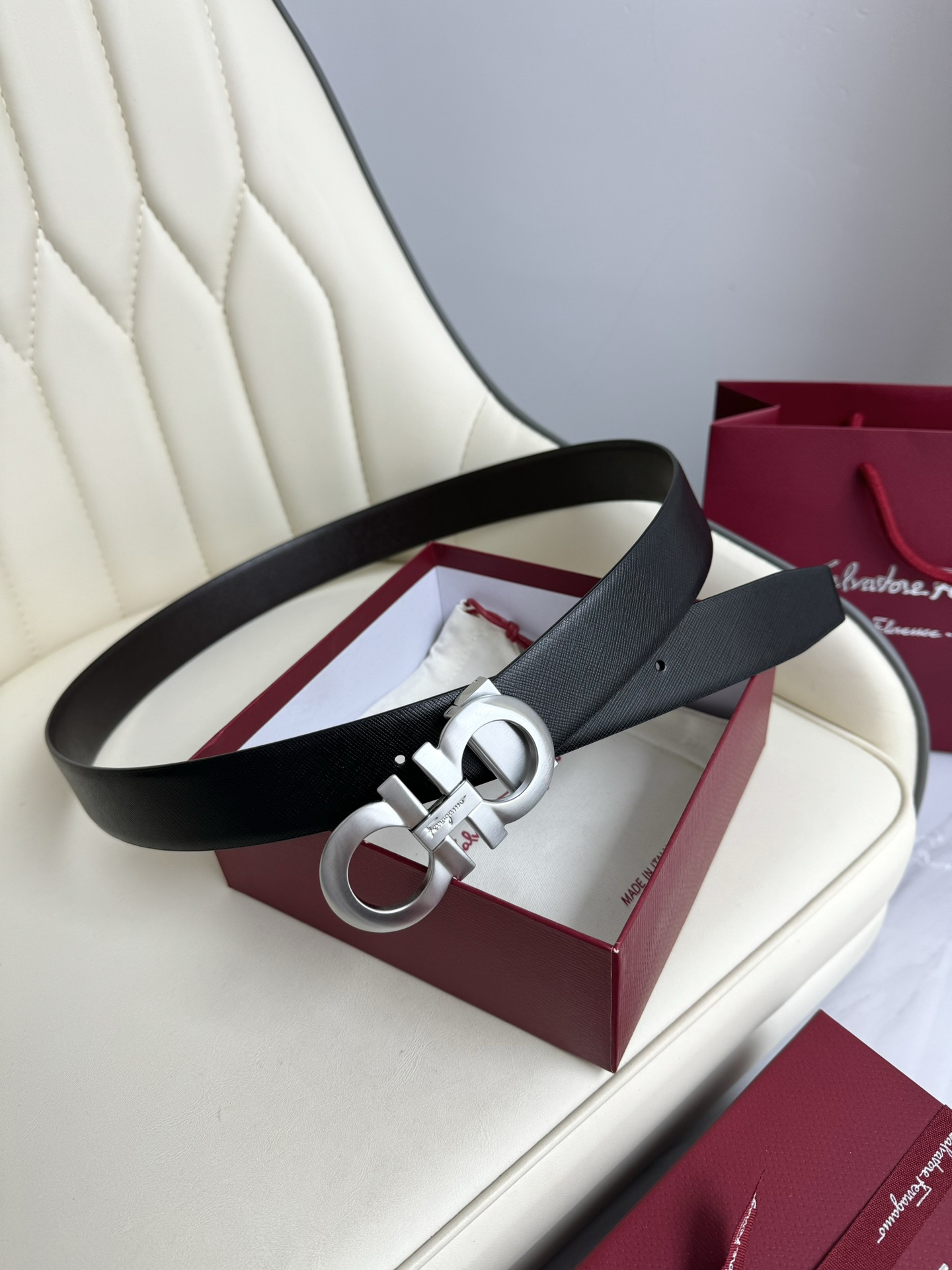 Salvatore Ferragamo Male Leather Belt Top Grain Leather