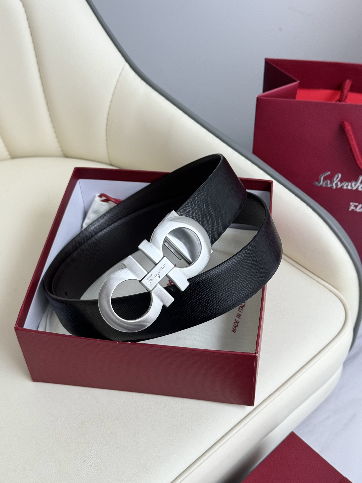 Salvatore Ferragamo Male Leather Belt Top Grain Leather