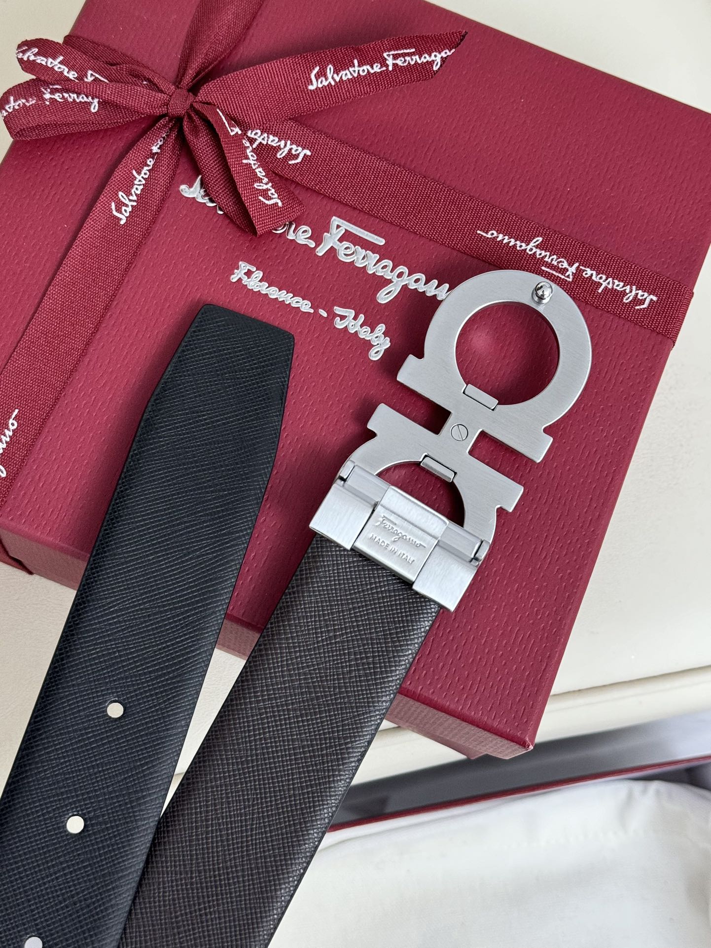 Salvatore Ferragamo Male Leather Belt Top Grain Leather