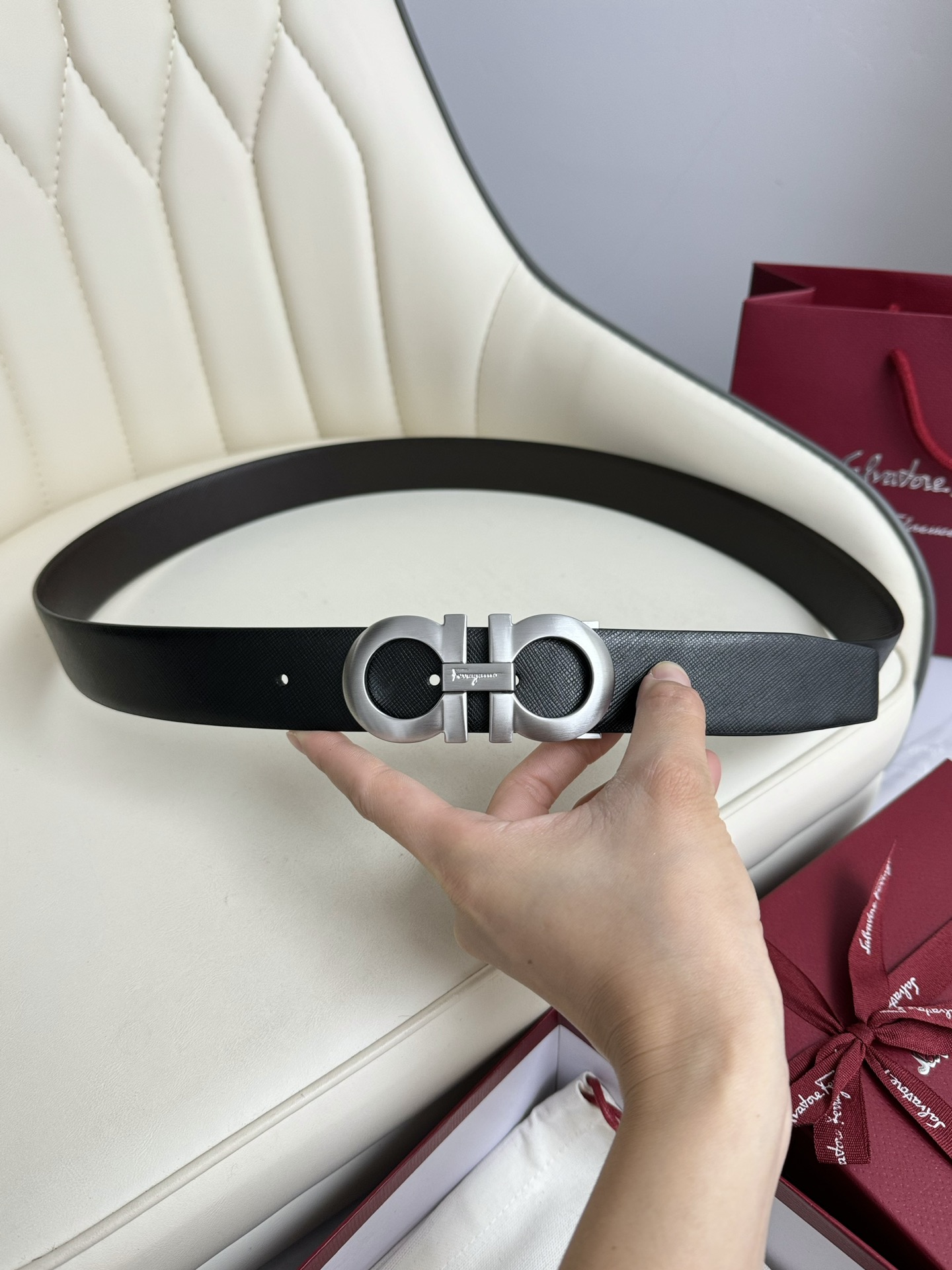 Salvatore Ferragamo Male Leather Belt Top Grain Leather