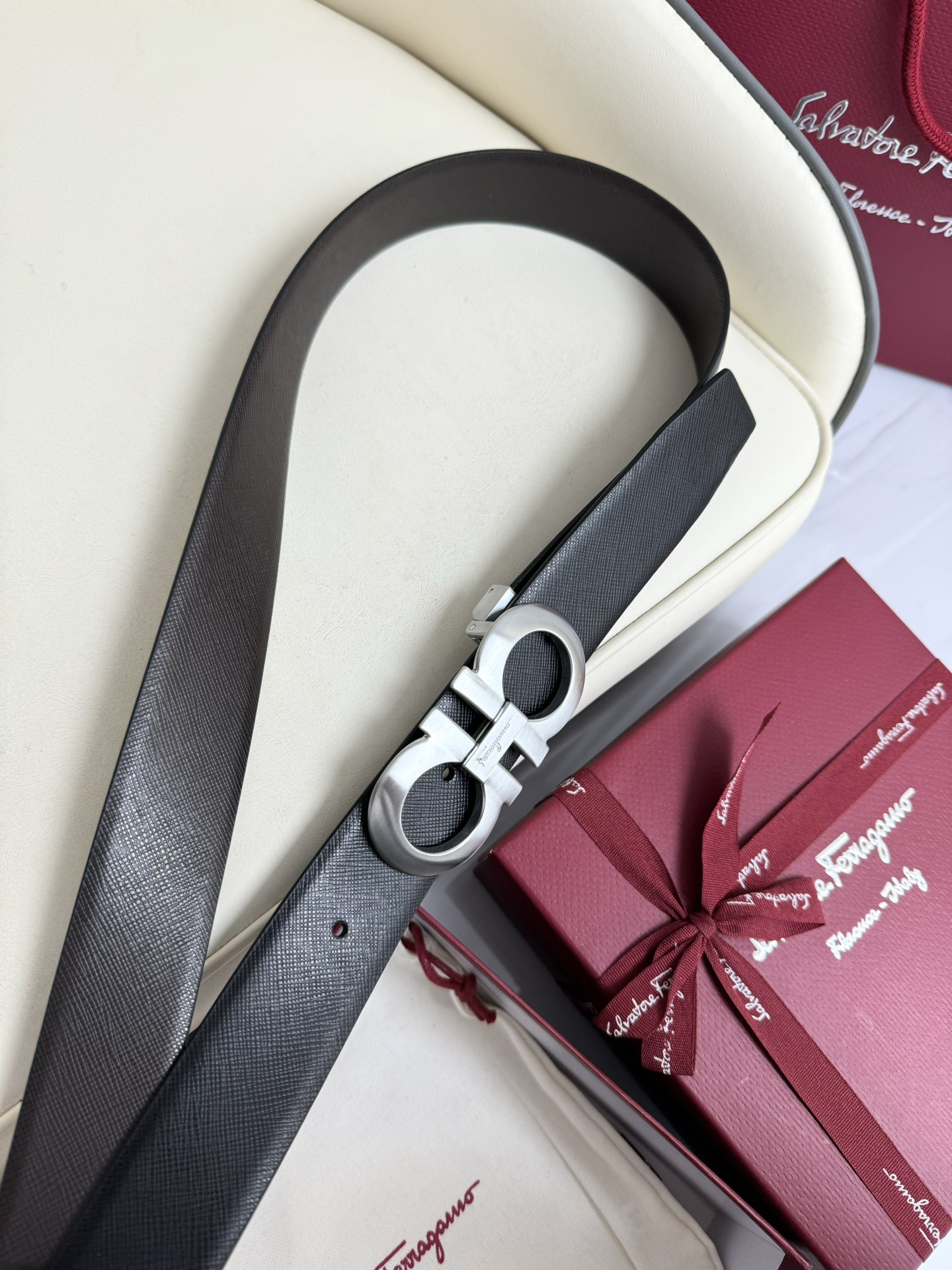 Salvatore Ferragamo Male Leather Belt Top Grain Leather