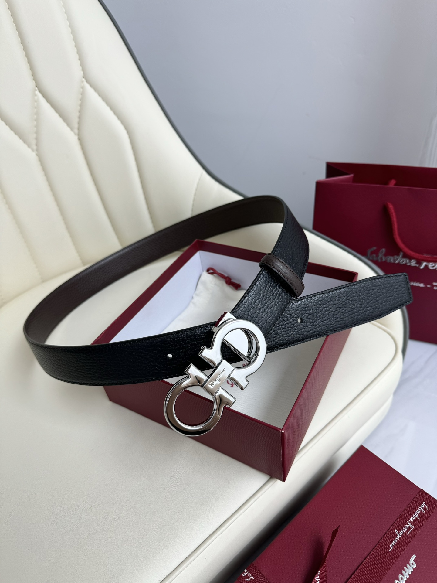 Salvatore Ferragamo Male Leather Belt Top Grain Leather