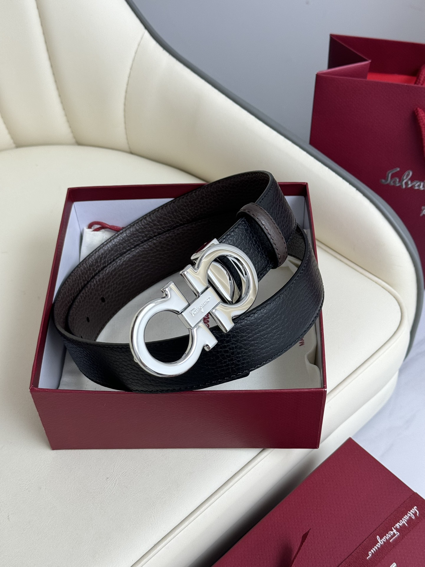 Salvatore Ferragamo Male Leather Belt Top Grain Leather