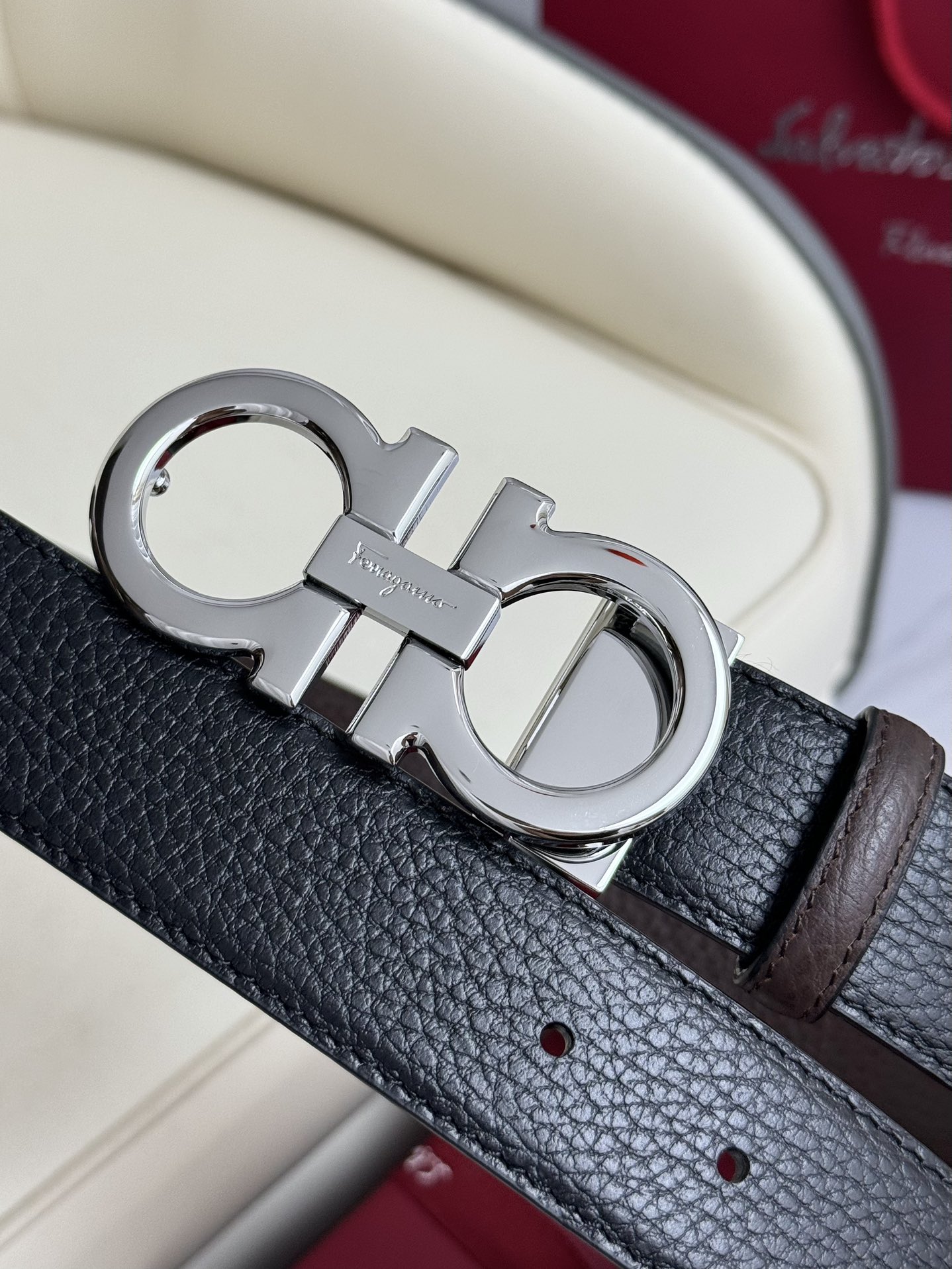 Salvatore Ferragamo Male Leather Belt Top Grain Leather