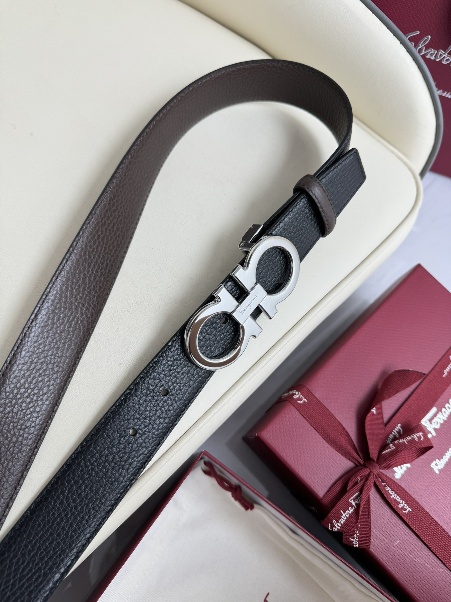 Salvatore Ferragamo Male Leather Belt Top Grain Leather