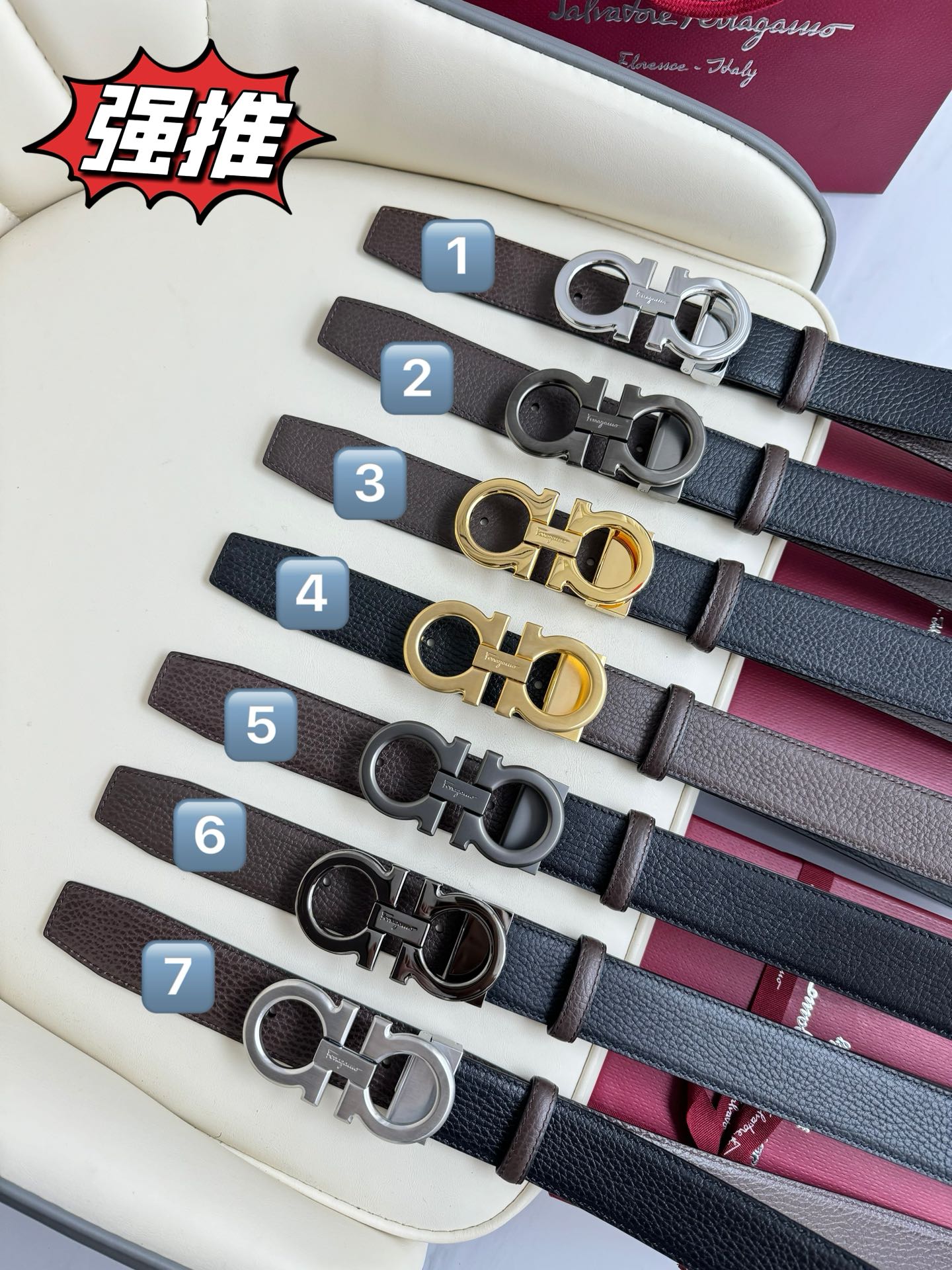 Salvatore Ferragamo Male Leather Belt Top Grain Leather