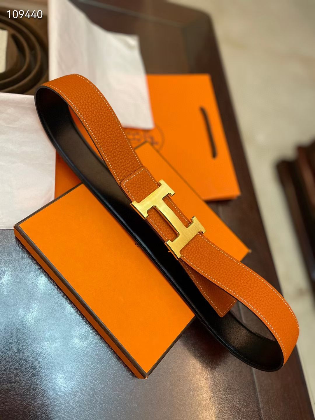 Hermès Basic Belt Cow Leather Gold S-m