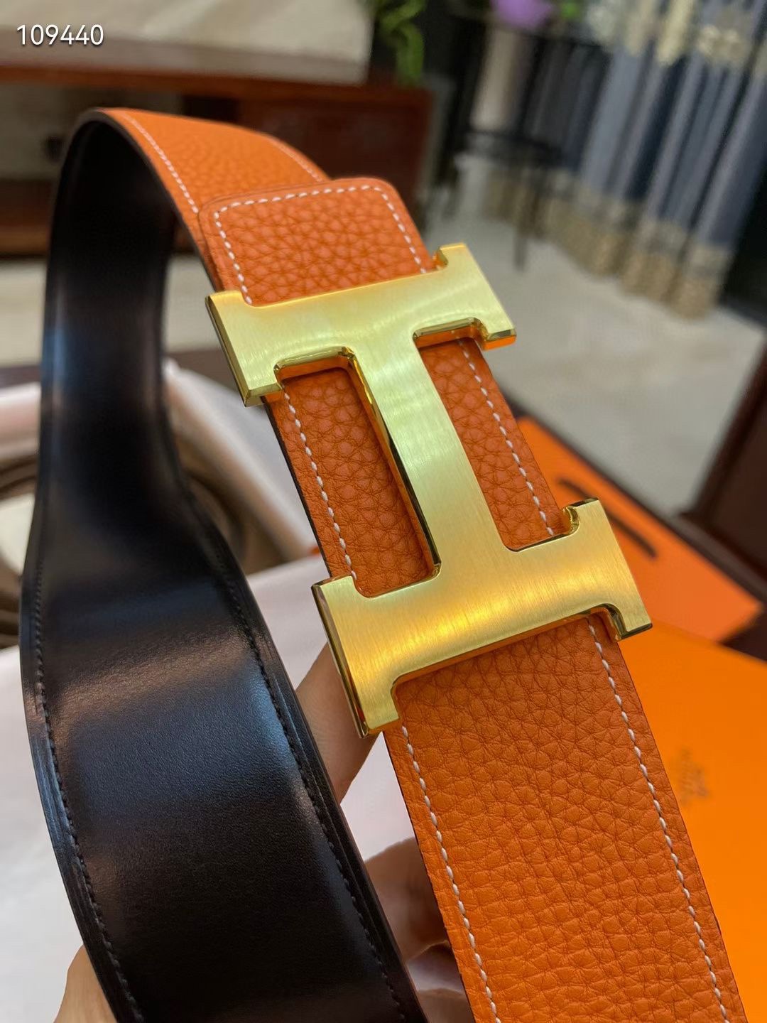 Hermès Basic Belt Cow Leather Gold S-m