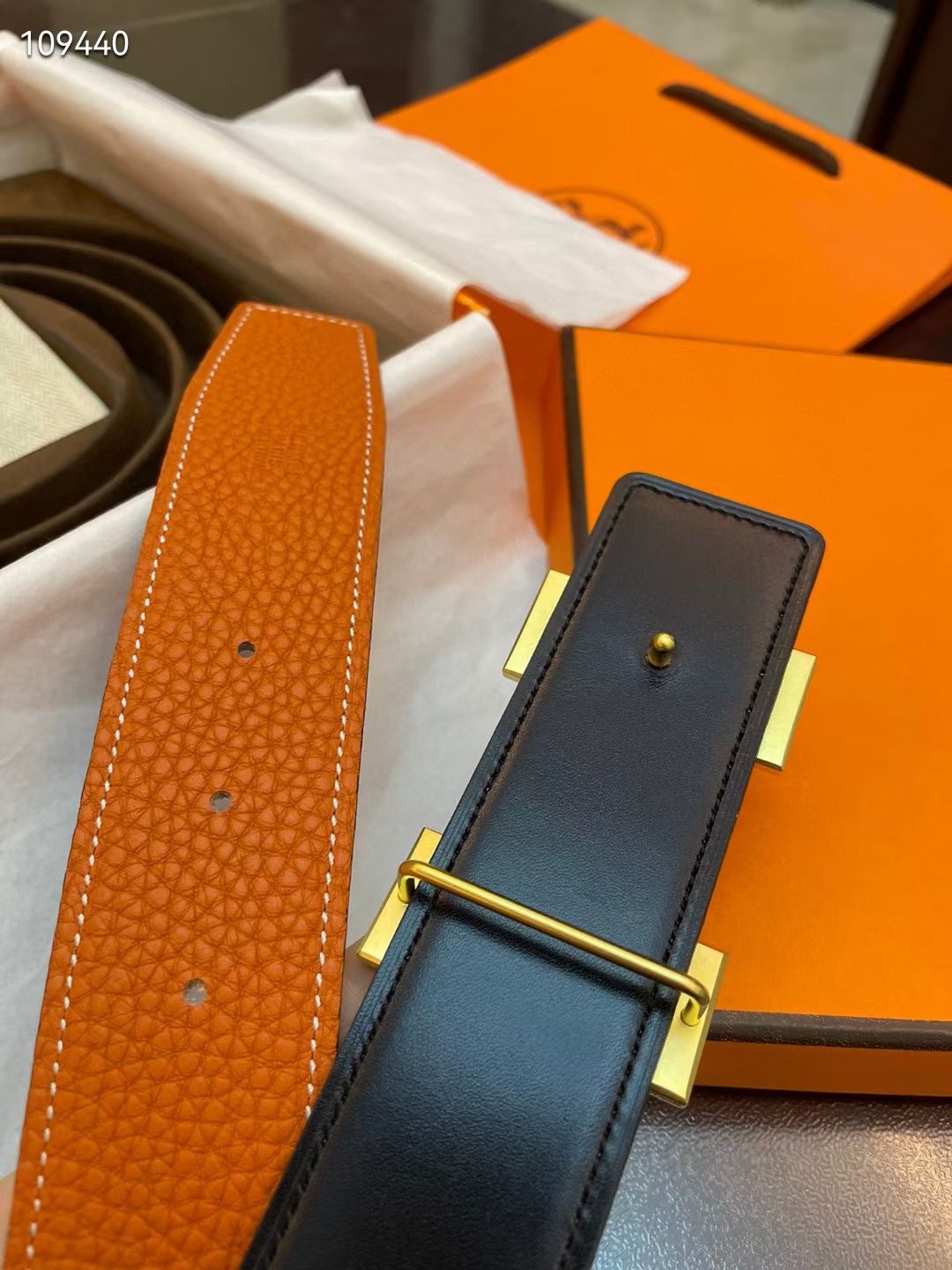 Hermès Basic Belt Cow Leather Gold S-m