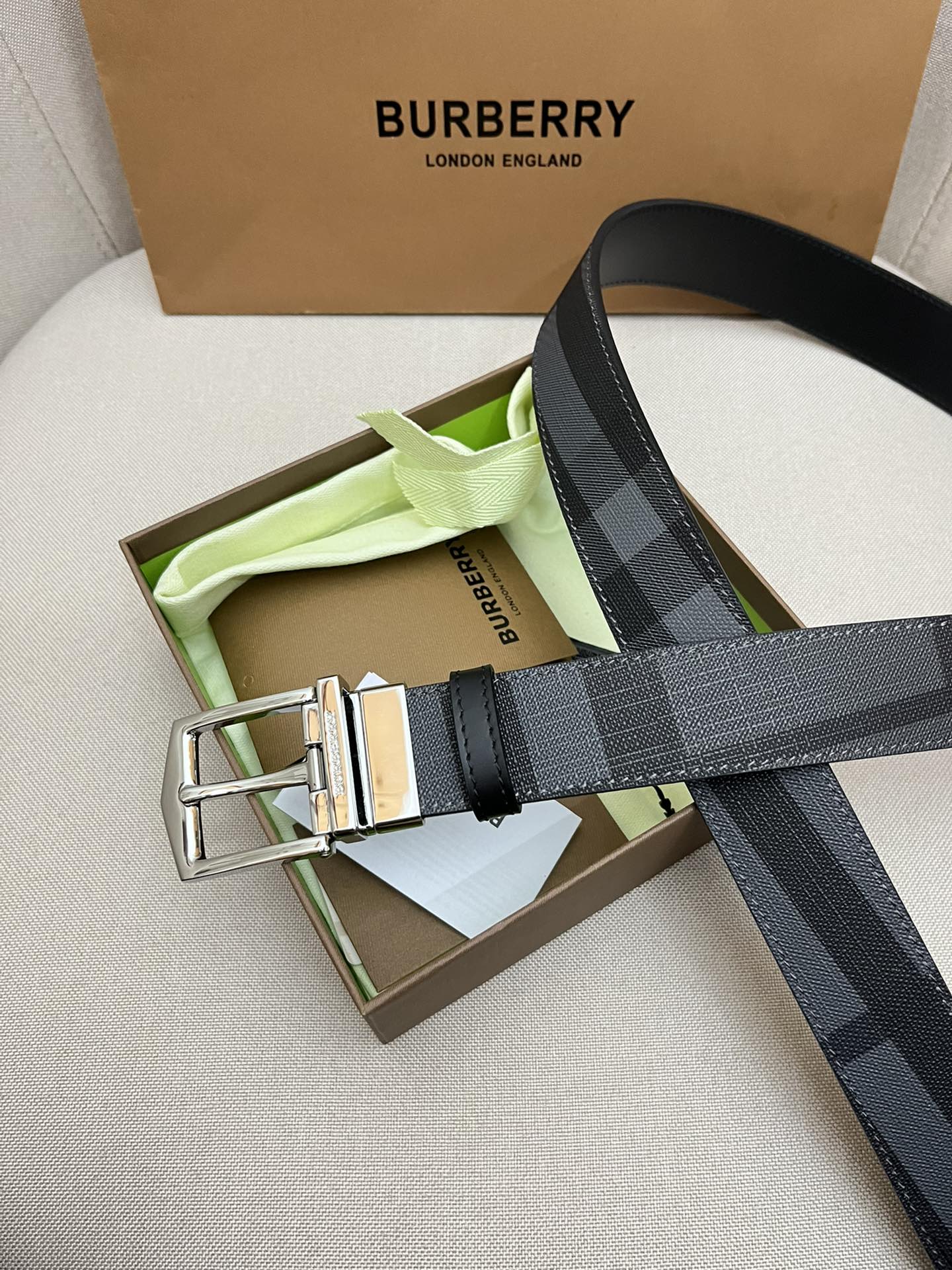 Burberry Male Leather Belt Top Grain Leather M