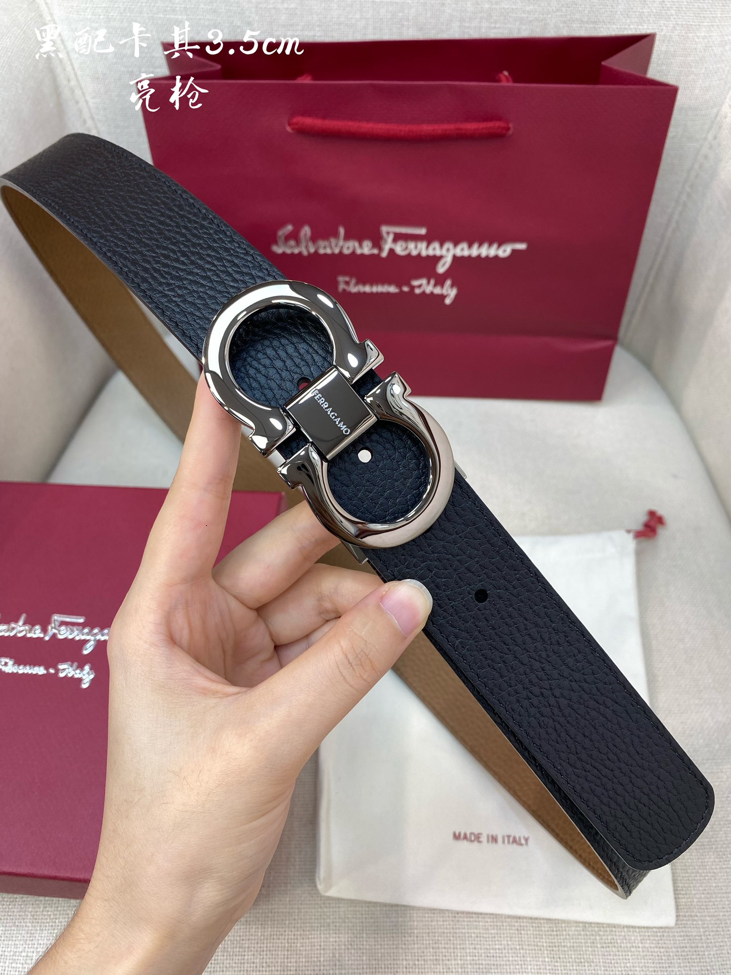 Salvatore Ferragamo Male Leather Belt Cow Leather M