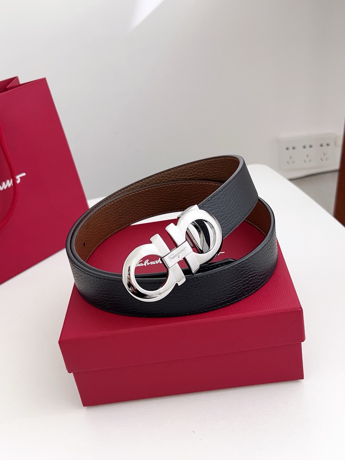 Salvatore Ferragamo Male Leather Belt Cow Leather M