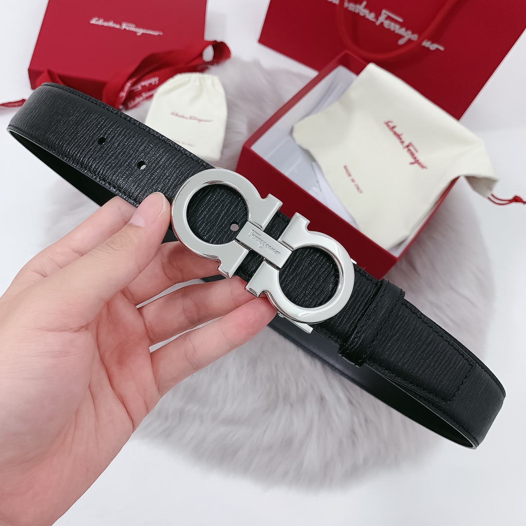 Salvatore Ferragamo Male Leather Belt 35mm-m