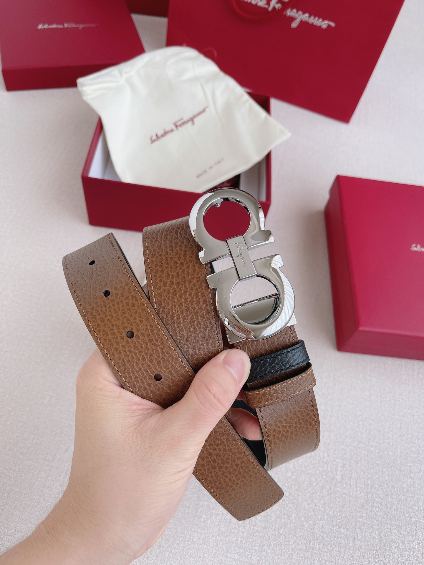 Salvatore Ferragamo Male Leather Belt Cow Leather M