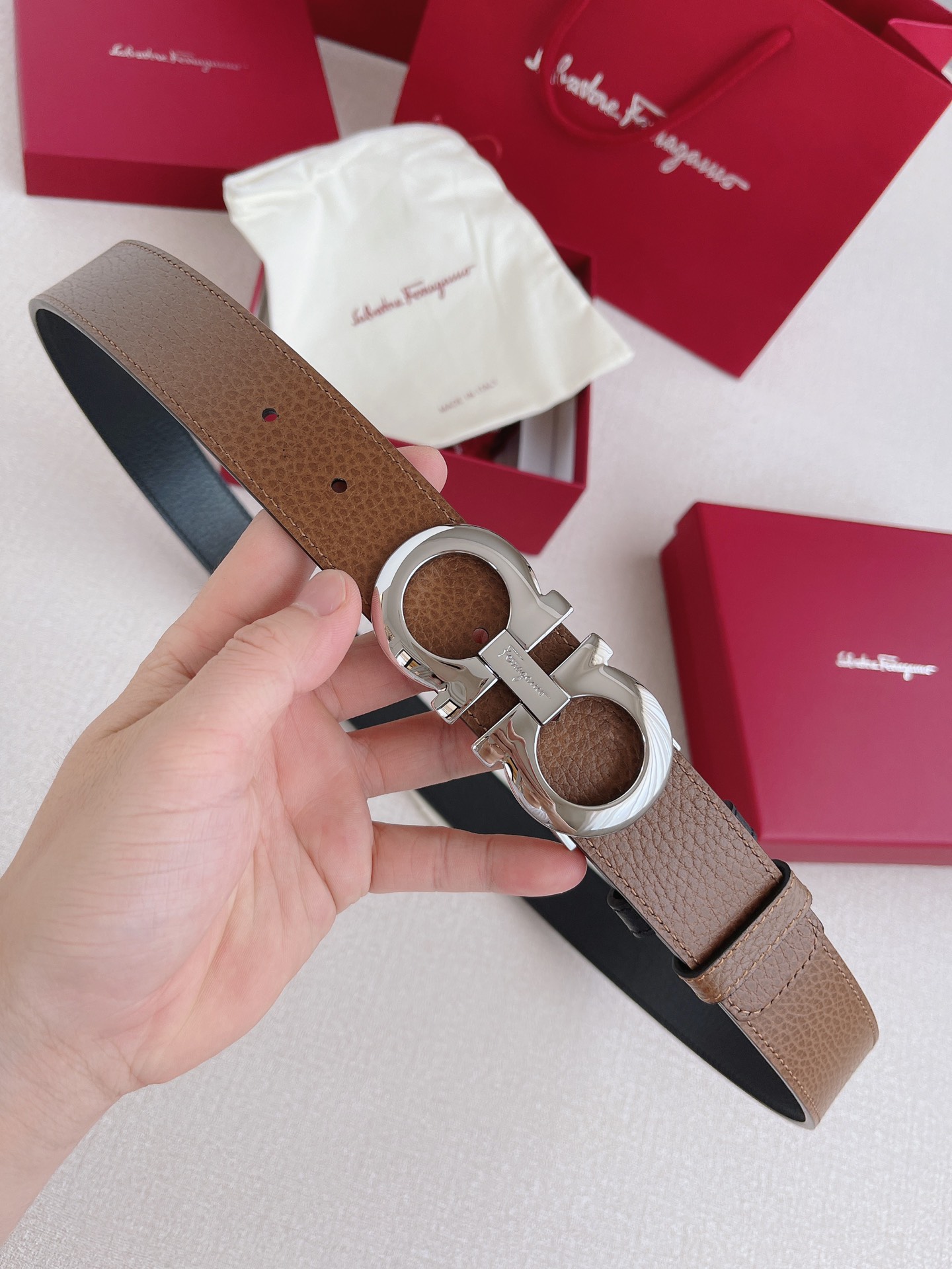 Salvatore Ferragamo Male Leather Belt Cow Leather M