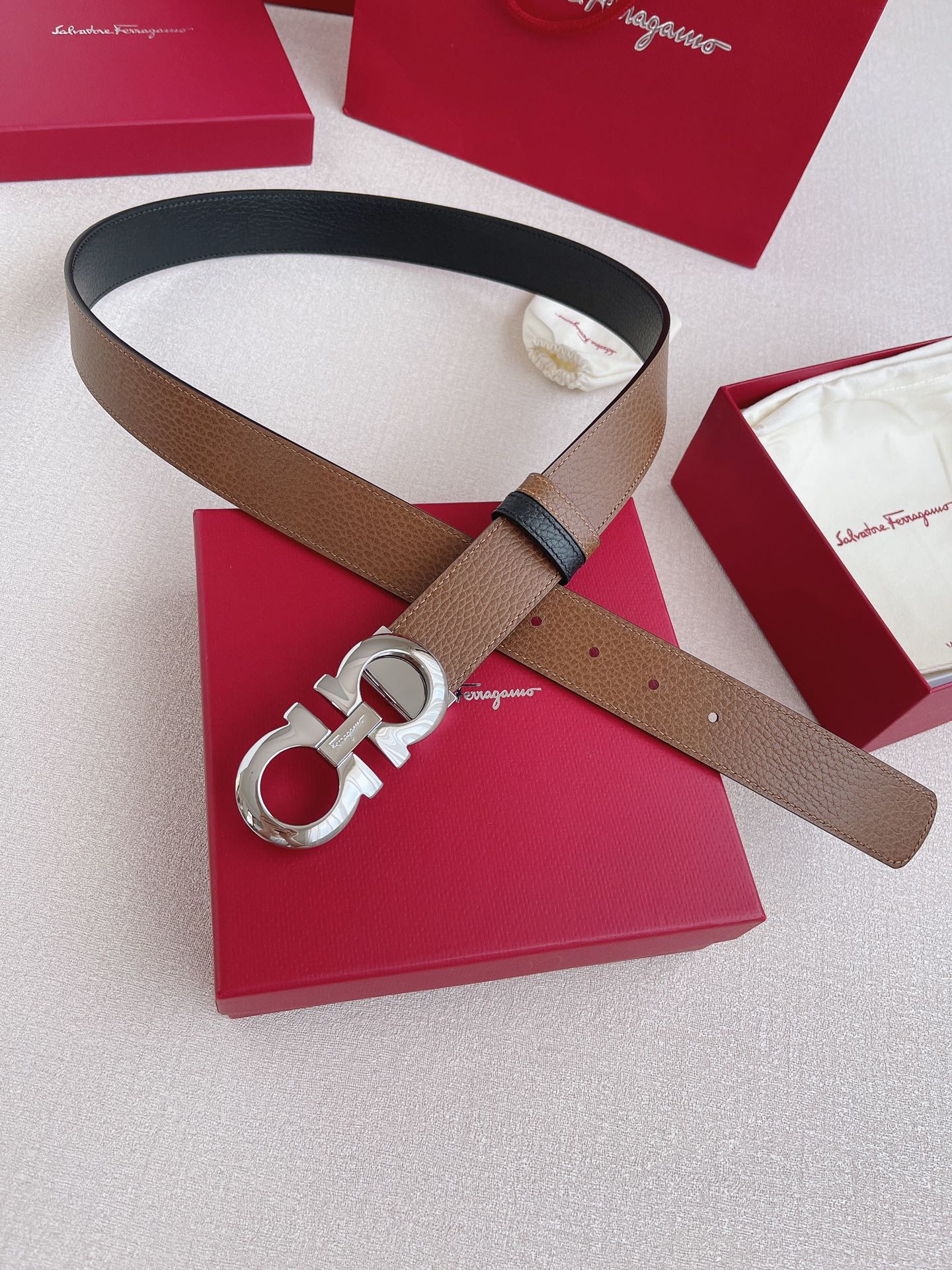 Salvatore Ferragamo Male Leather Belt Cow Leather M