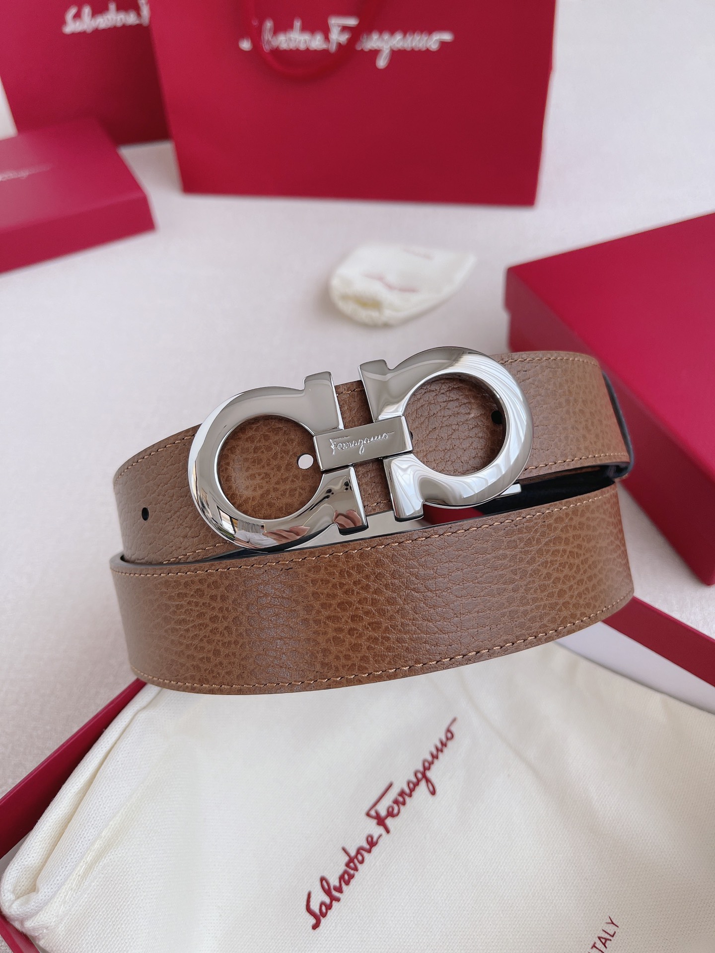 Salvatore Ferragamo Male Leather Belt Cow Leather M