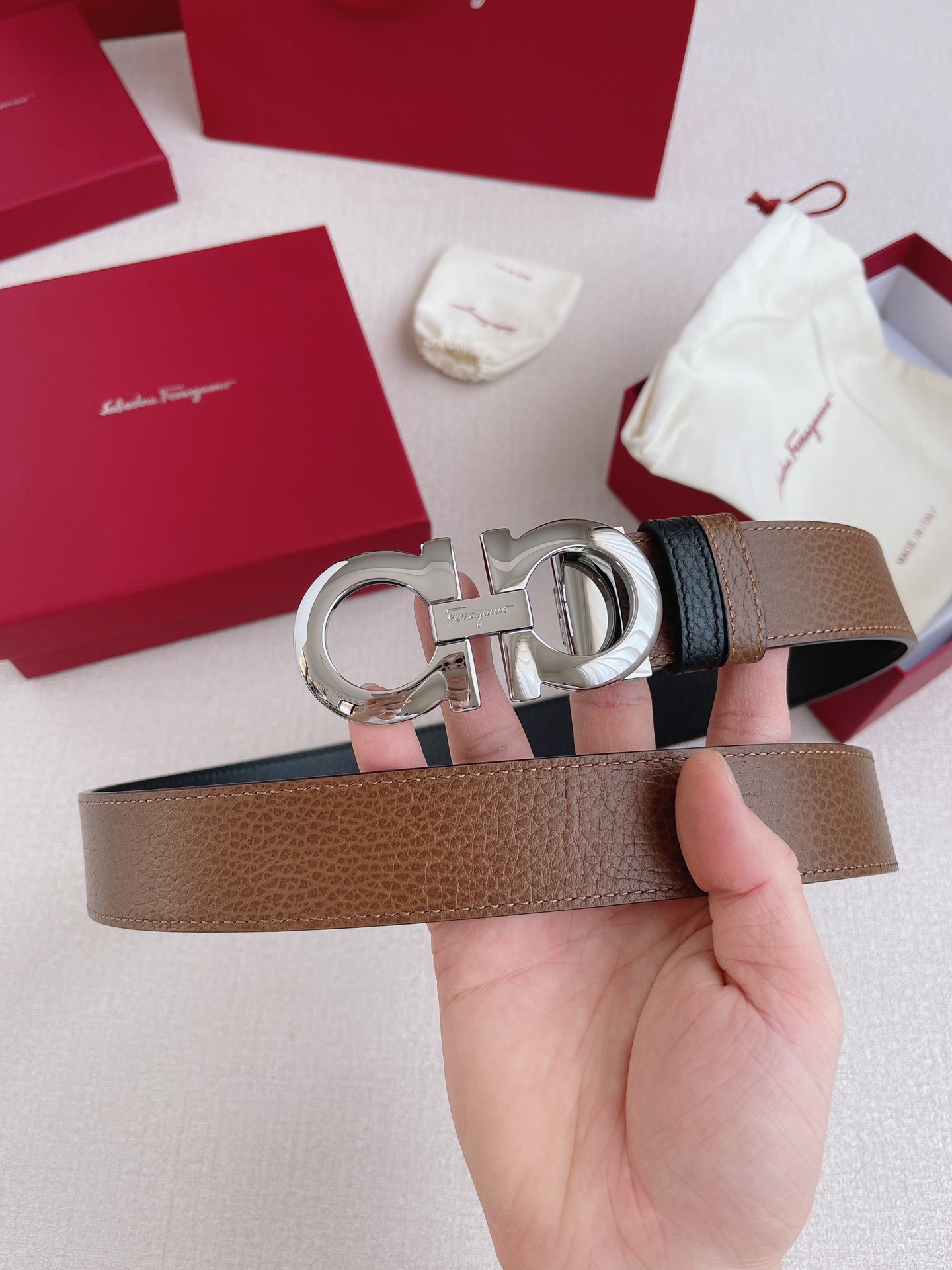 Salvatore Ferragamo Male Leather Belt Cow Leather M