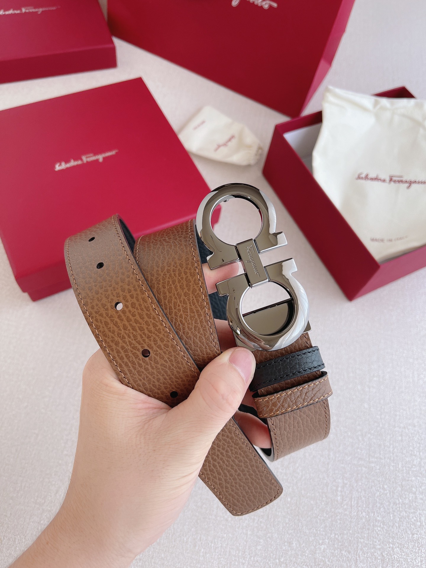 Salvatore Ferragamo Male Leather Belt Cow Leather M