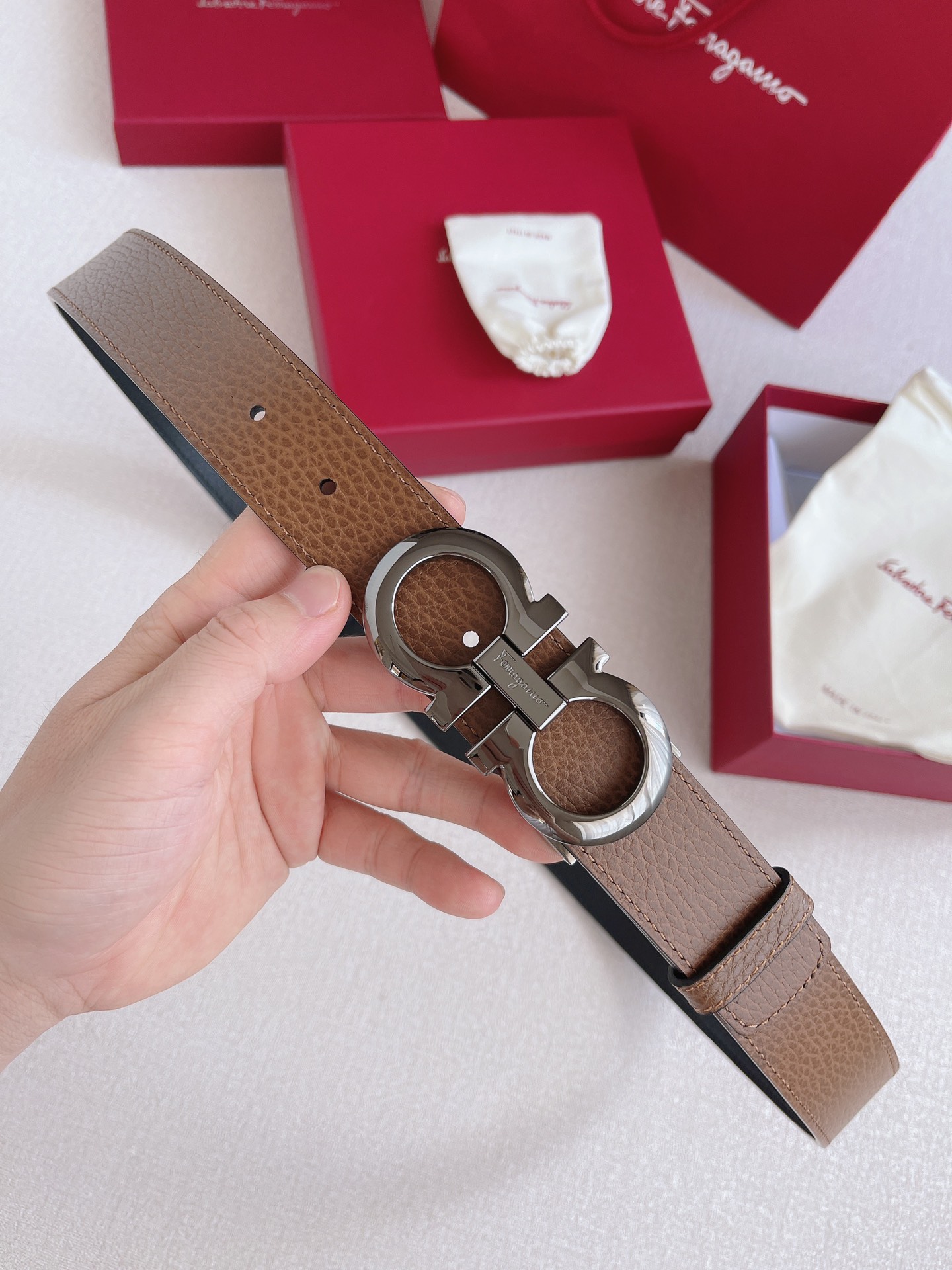 Salvatore Ferragamo Male Leather Belt Cow Leather M