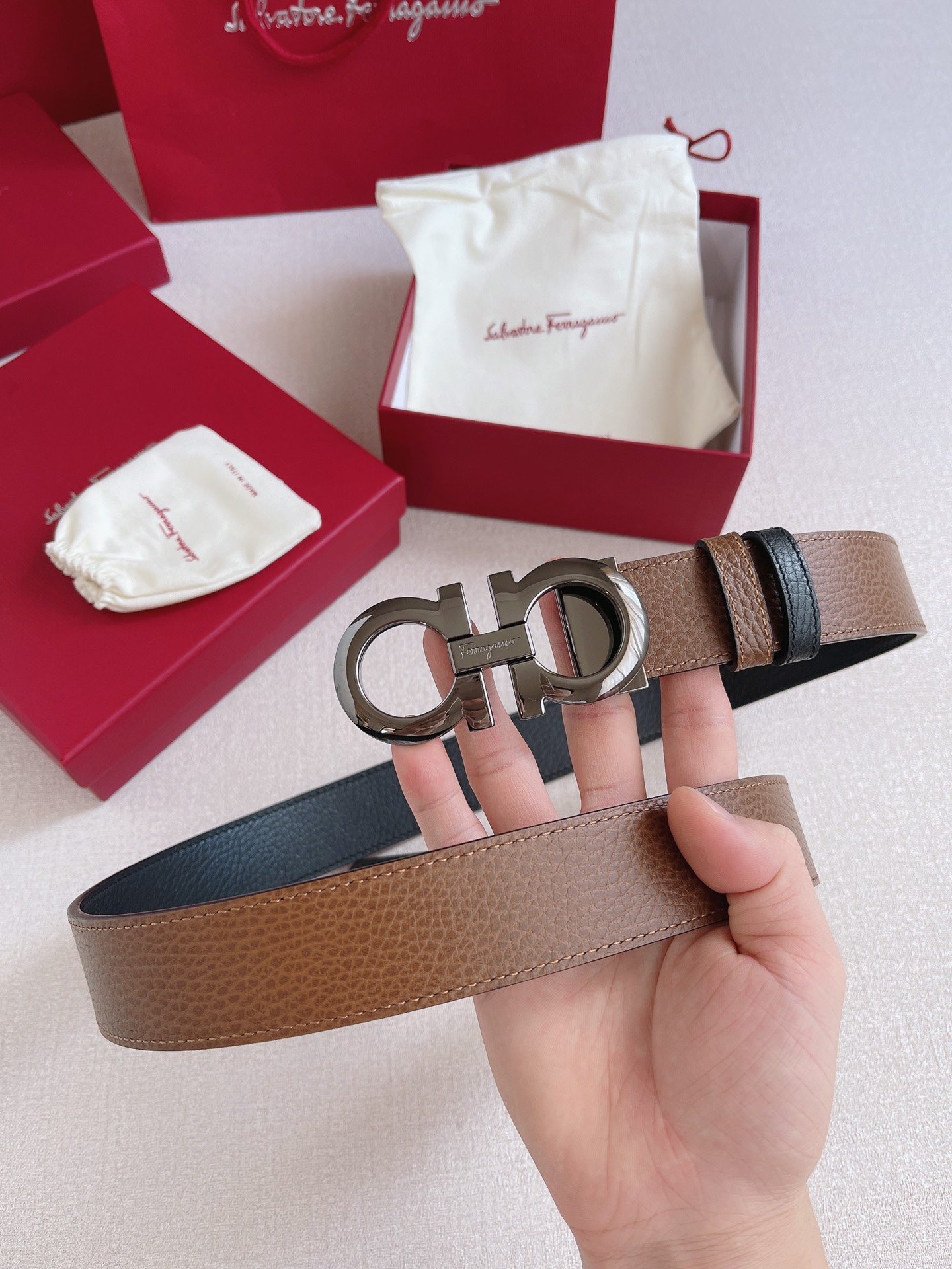 Salvatore Ferragamo Male Leather Belt Cow Leather M