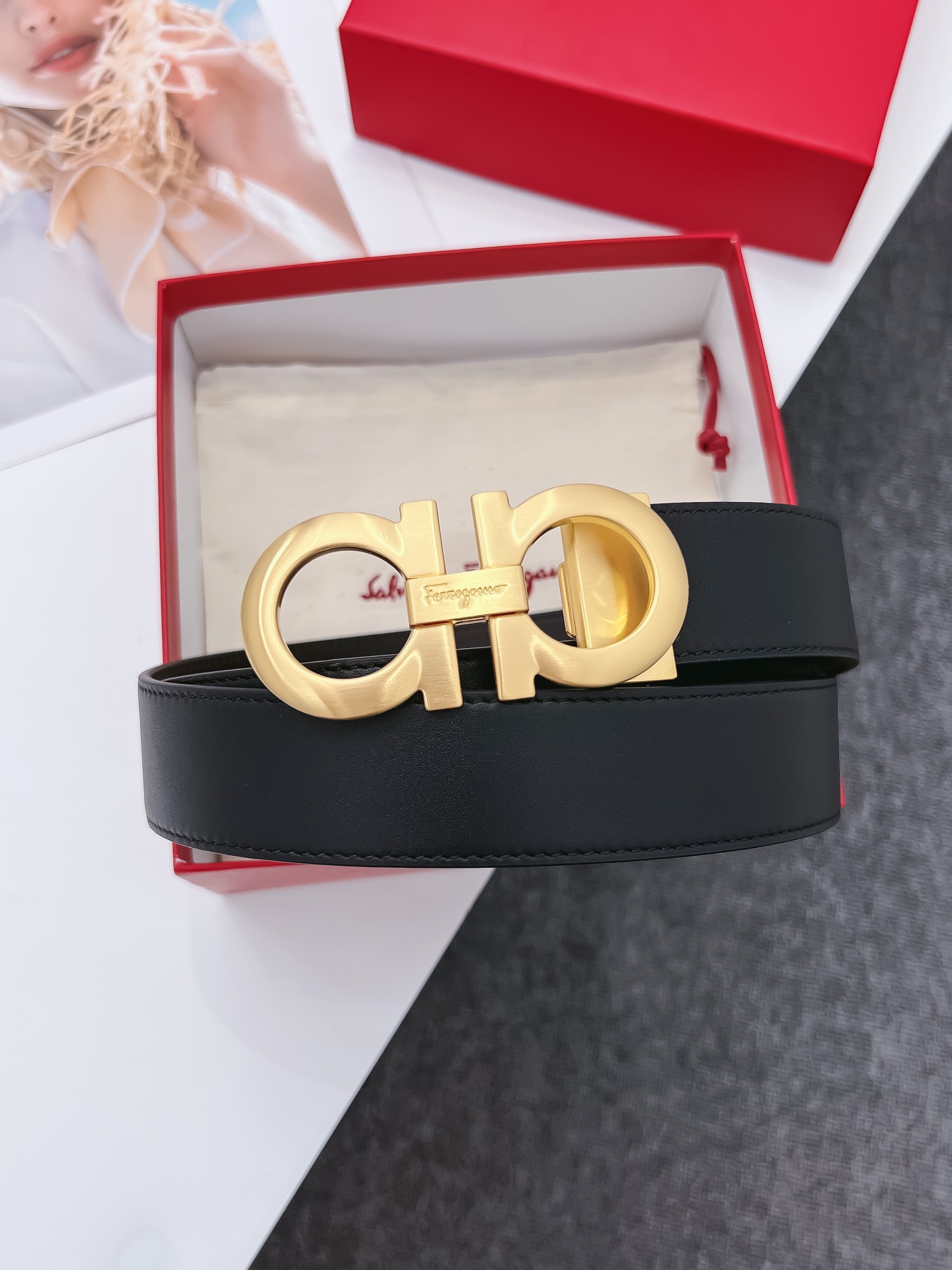 Salvatore Ferragamo Male Leather Belt Cow Leather M