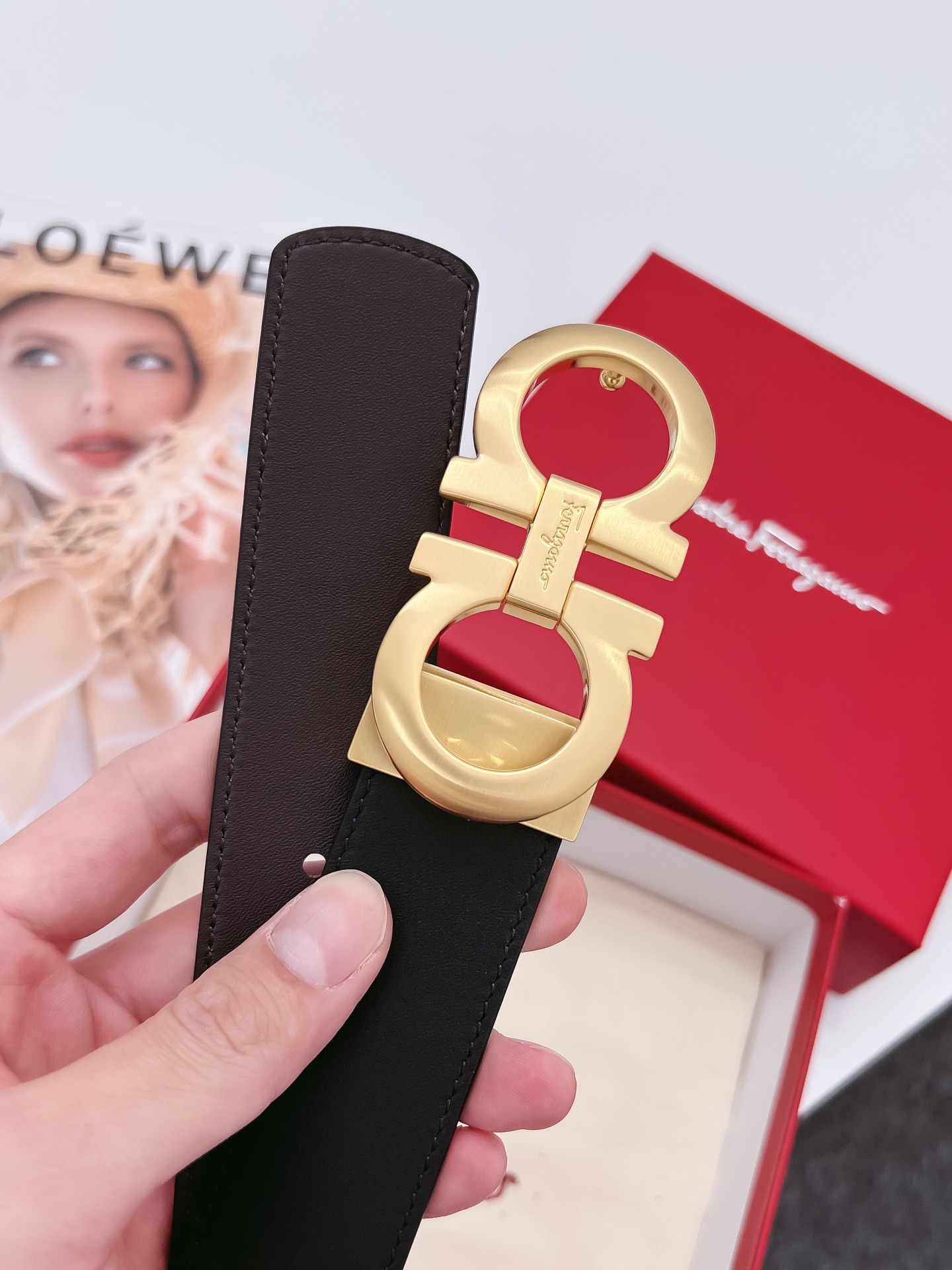 Salvatore Ferragamo Male Leather Belt Cow Leather M