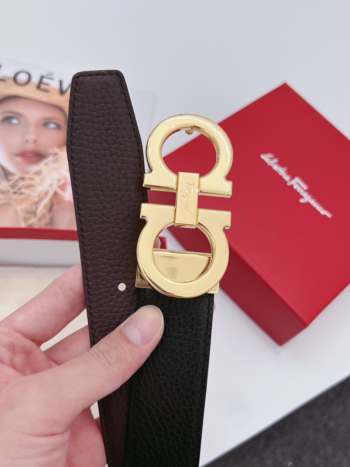 Salvatore Ferragamo Male Leather Belt Cow Leather M