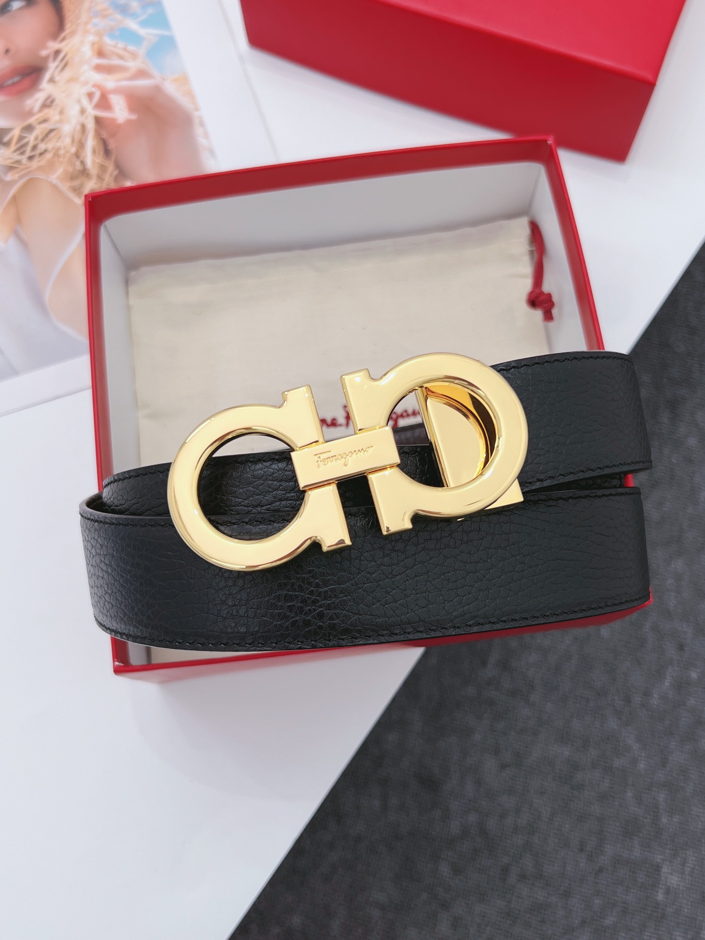 Salvatore Ferragamo Male Leather Belt Cow Leather M