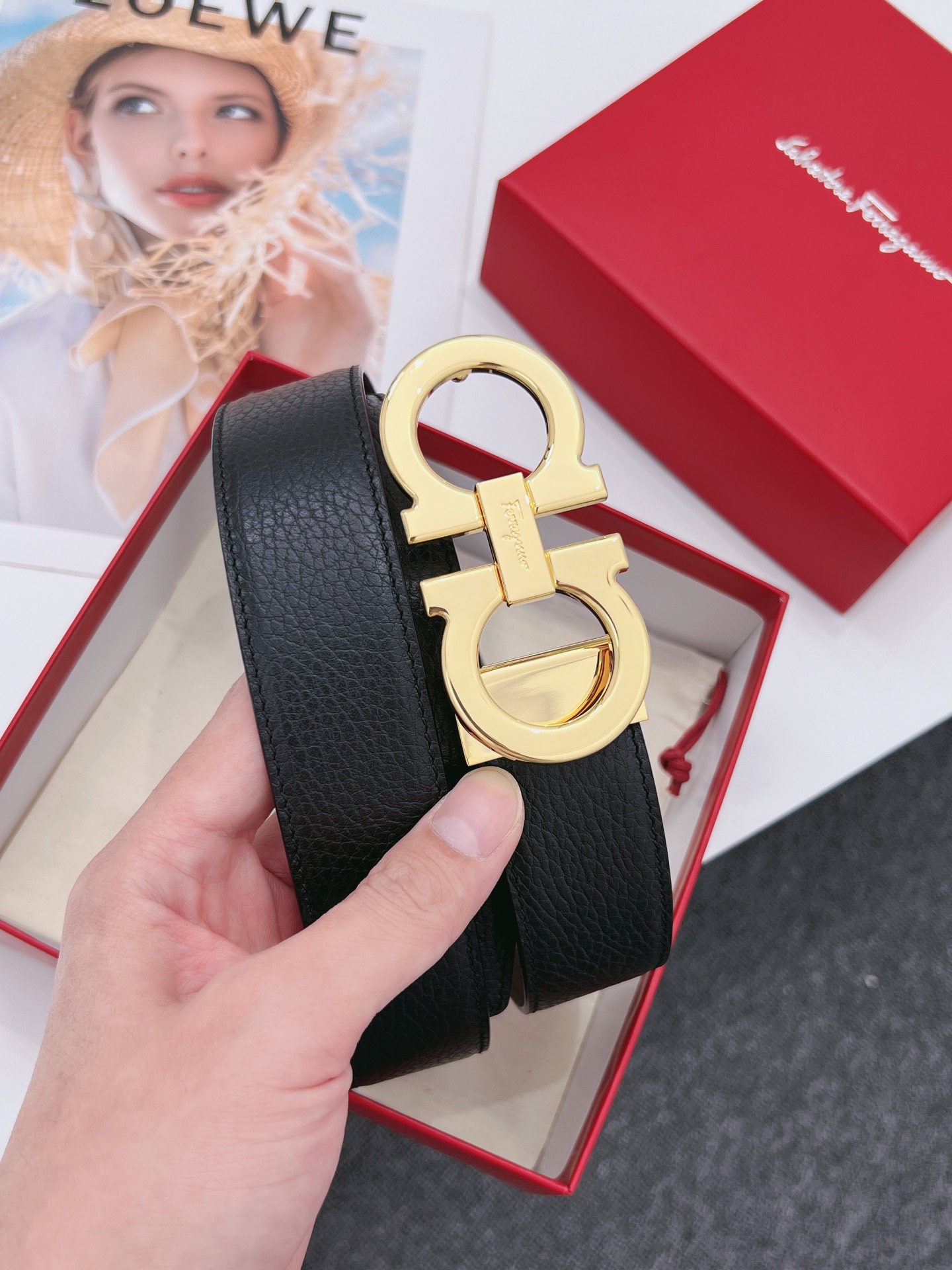 Salvatore Ferragamo Male Leather Belt Cow Leather M