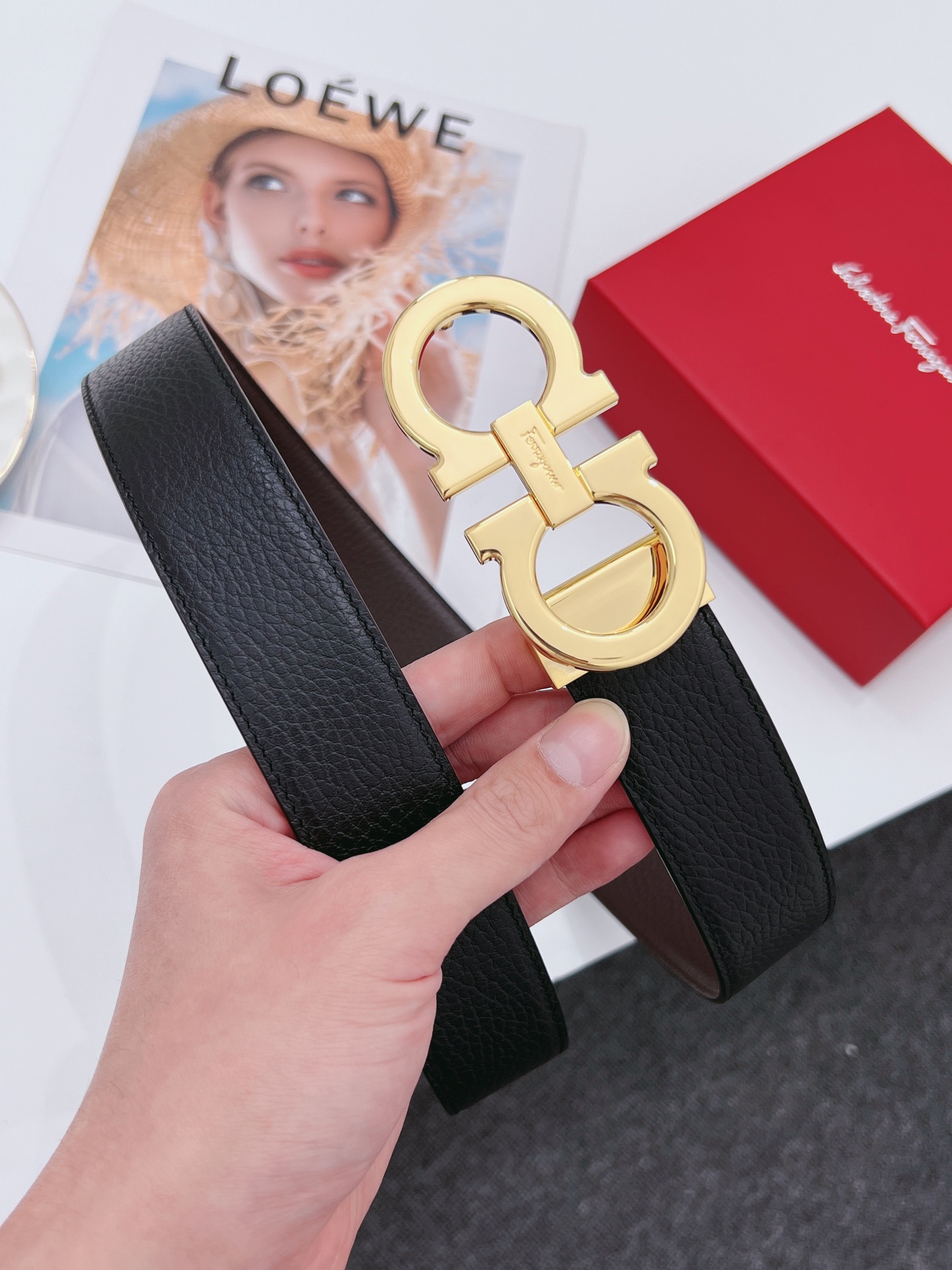 Salvatore Ferragamo Male Leather Belt Cow Leather M