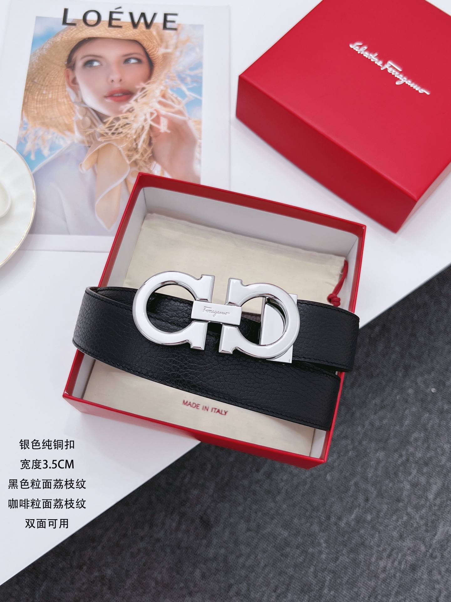 Salvatore Ferragamo Male Leather Belt Cow Leather M