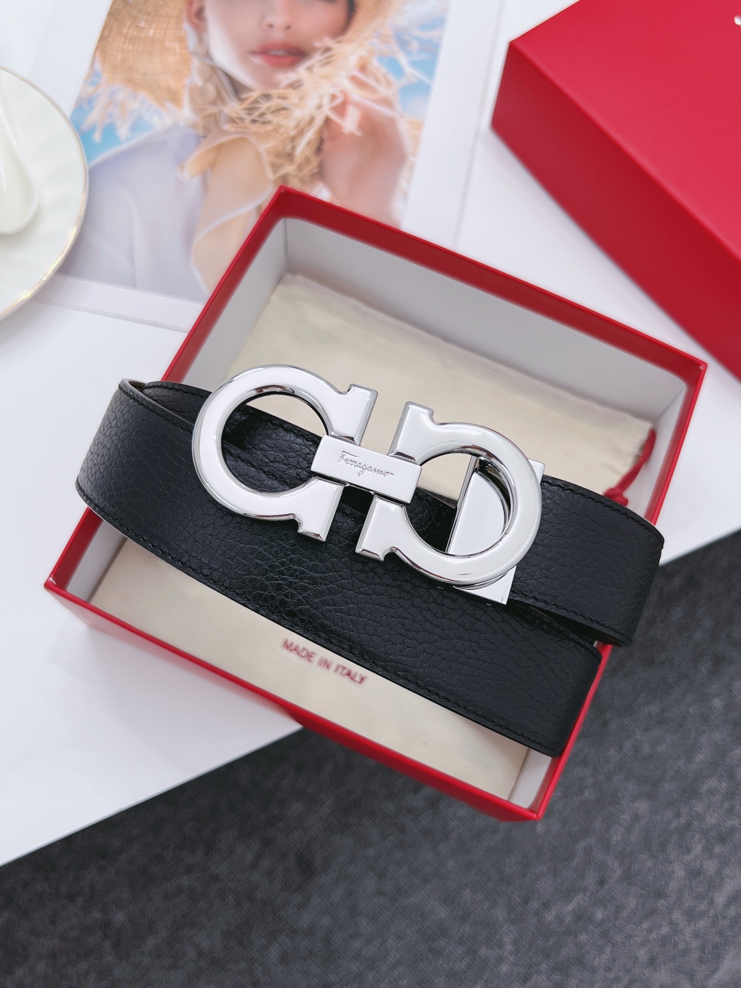 Salvatore Ferragamo Male Leather Belt Cow Leather M