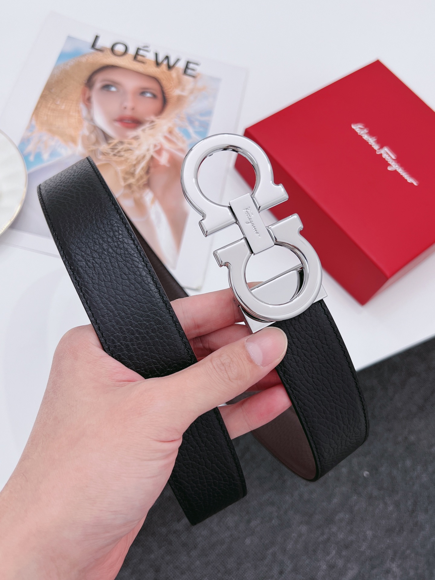 Salvatore Ferragamo Male Leather Belt Cow Leather M