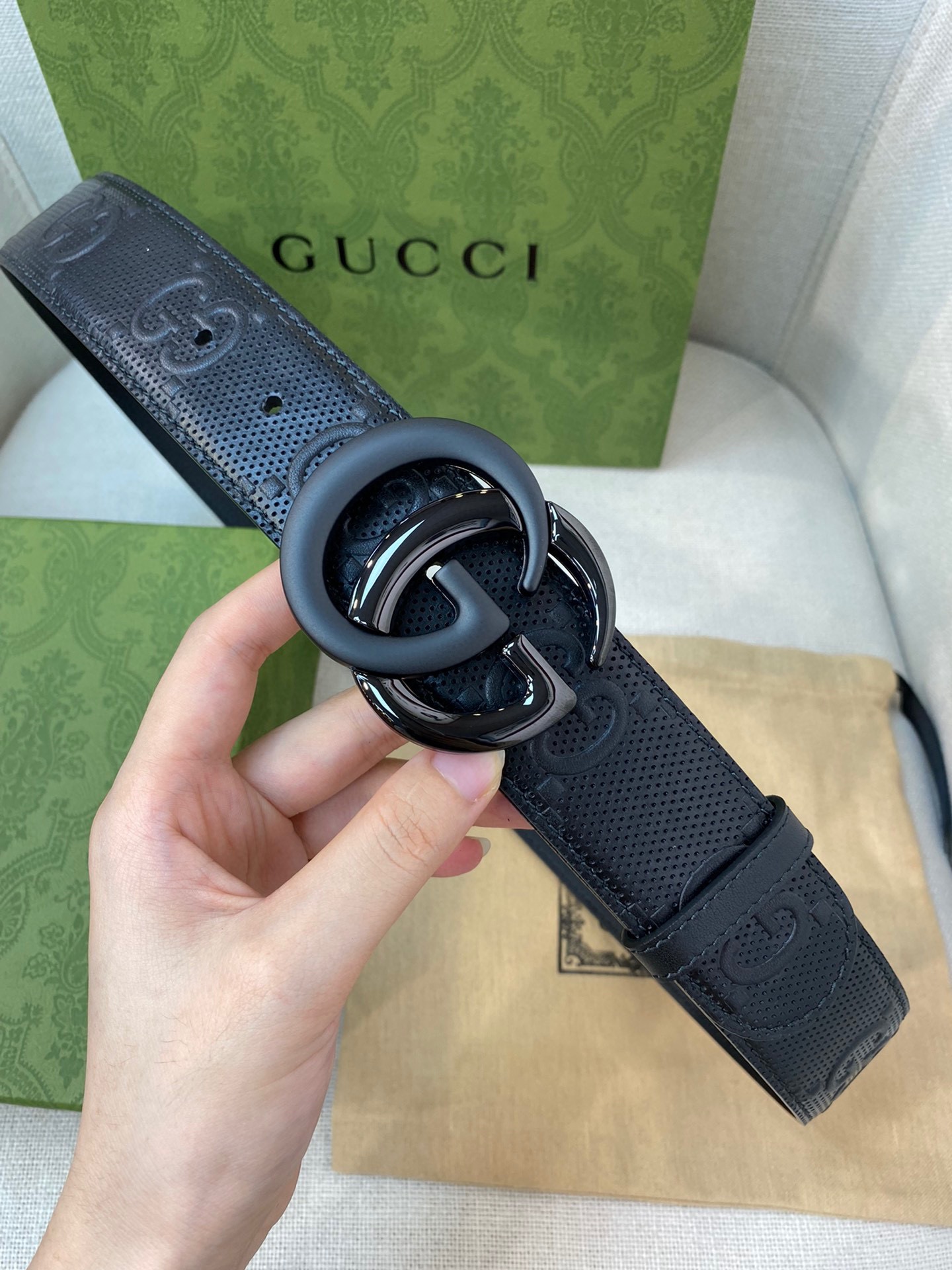 Gucci Male Leather Belt Top Grain Leather M