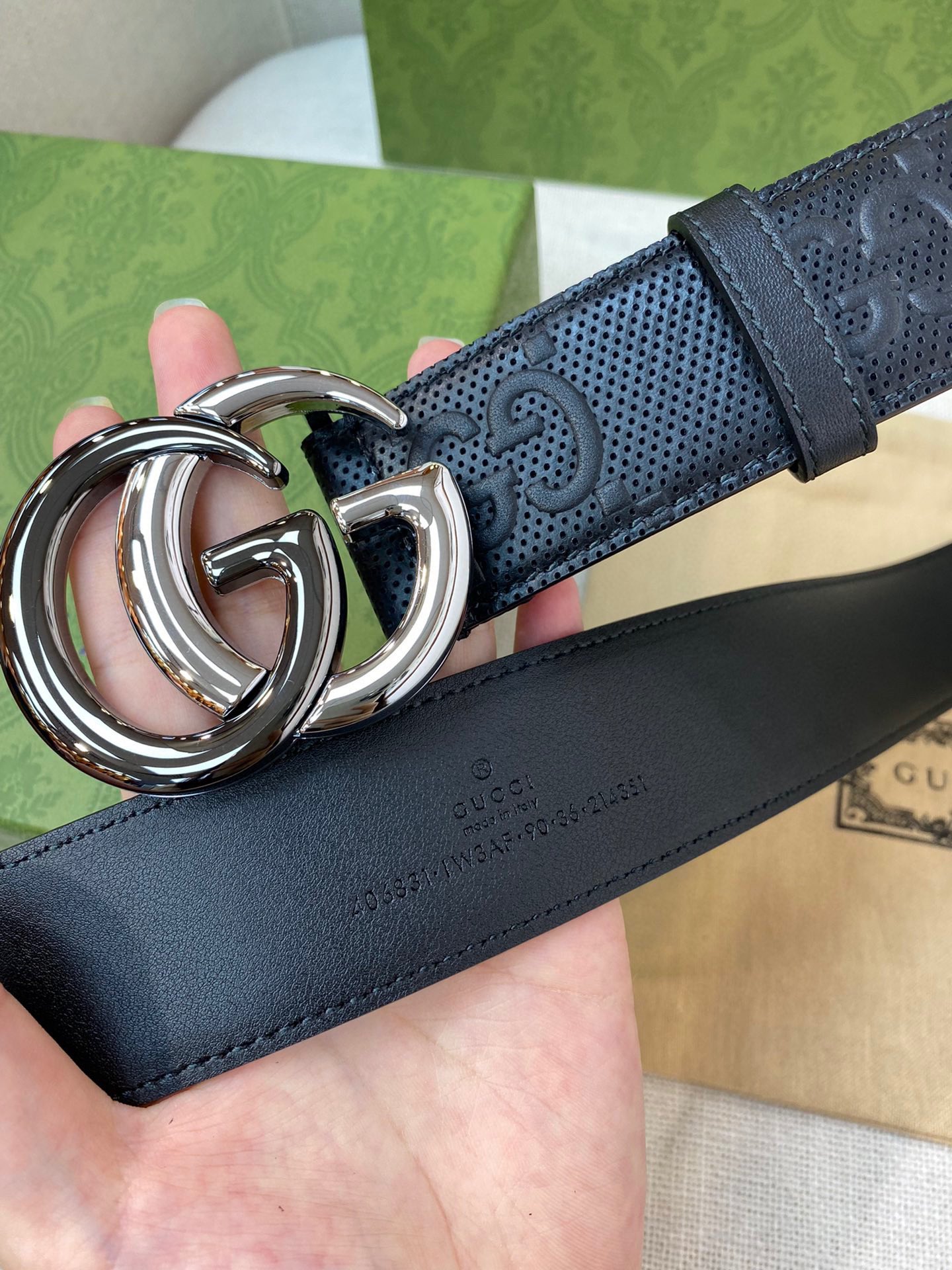 Gucci Male Leather Belt Top Grain Leather M