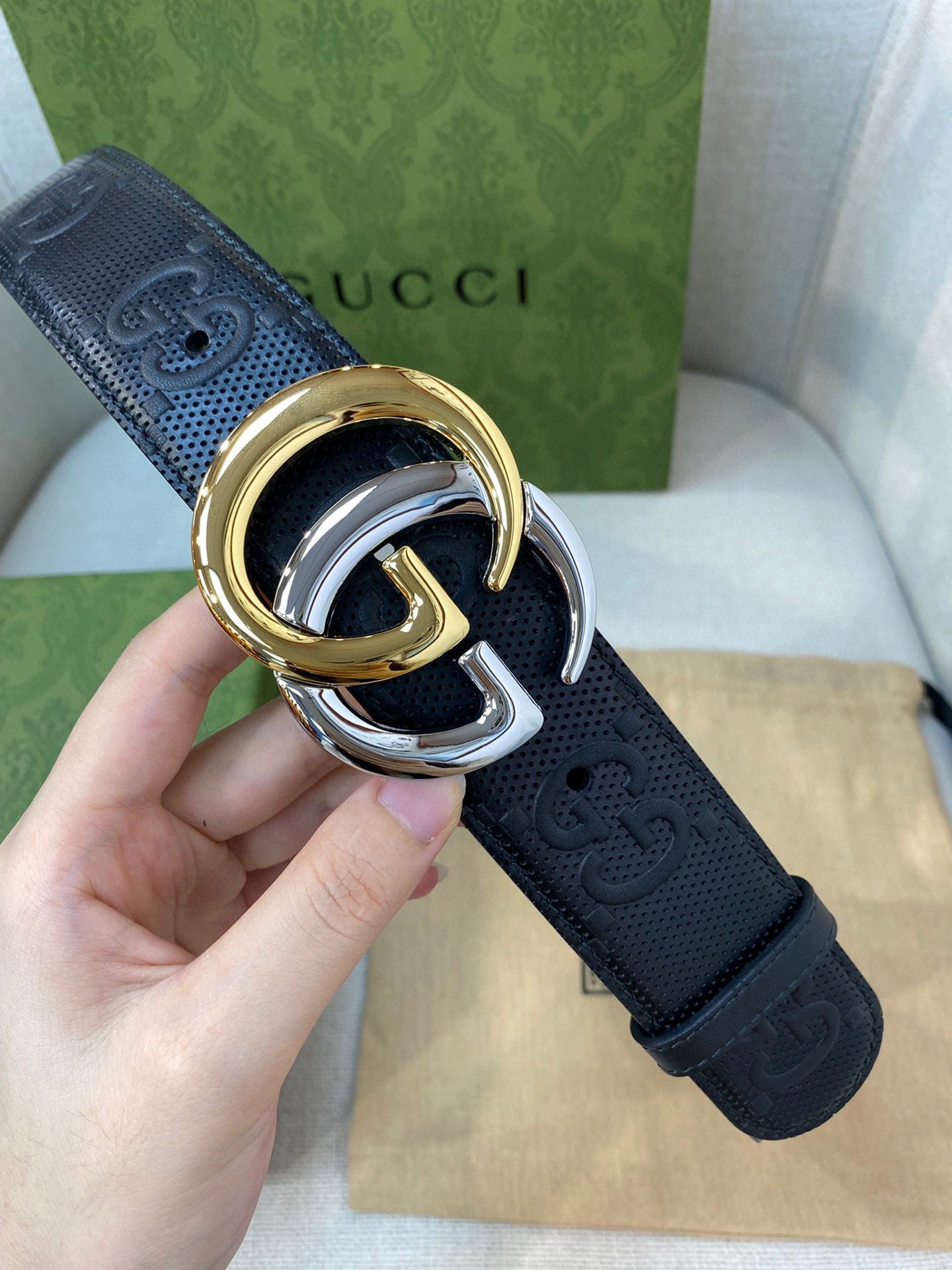 Gucci Male Leather Belt Top Grain Leather M