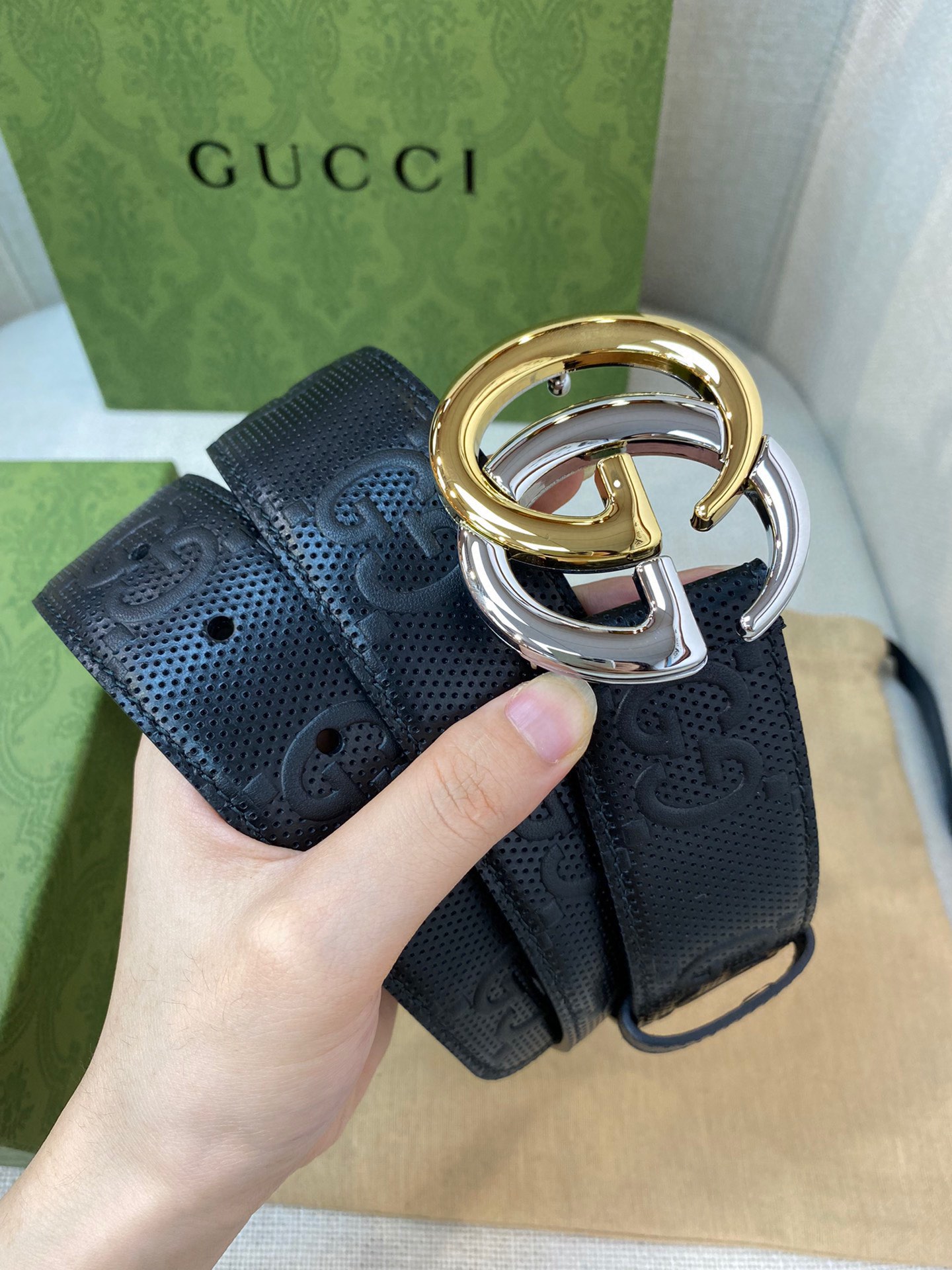 Gucci Male Leather Belt Top Grain Leather M