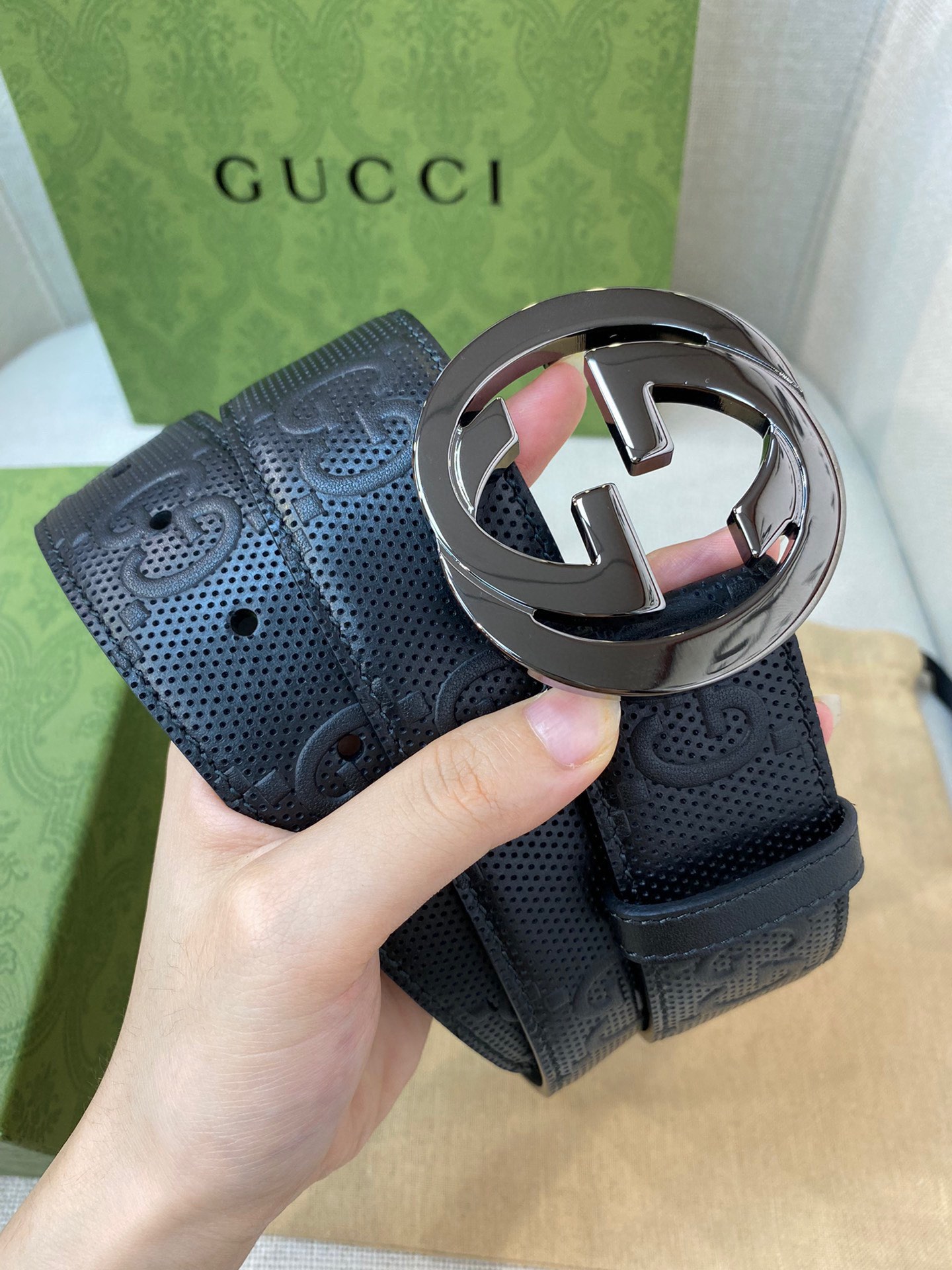 Gucci Male Leather Belt Top Grain Leather M