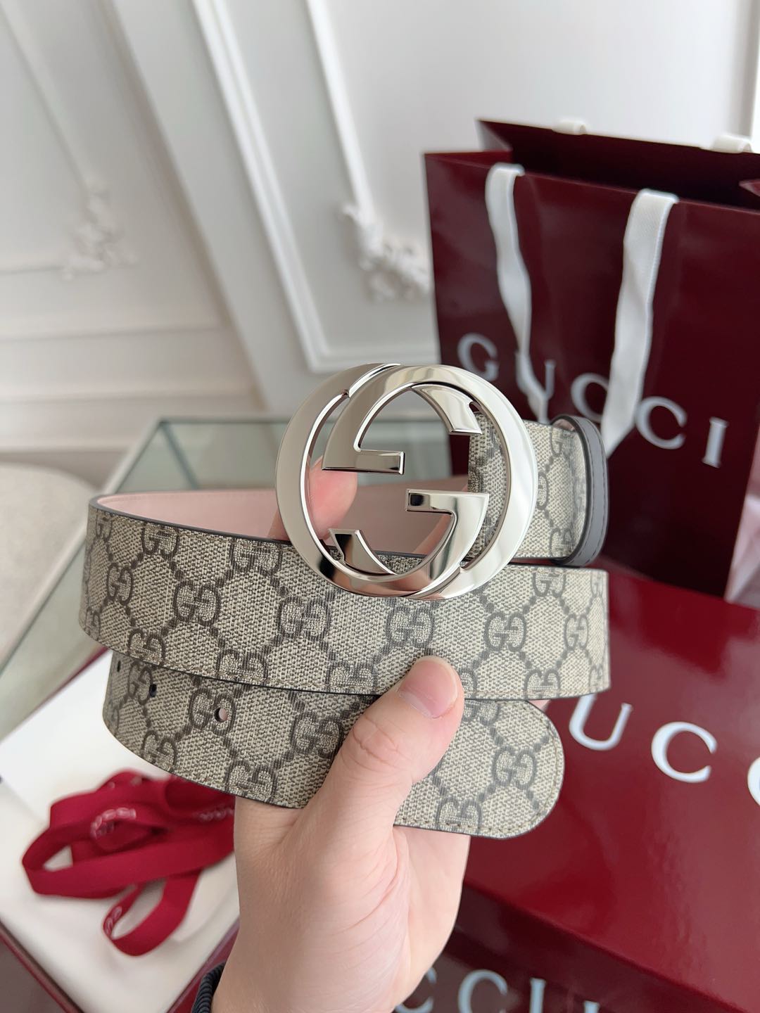 Gucci Basic Belt Cow Leather Brown M