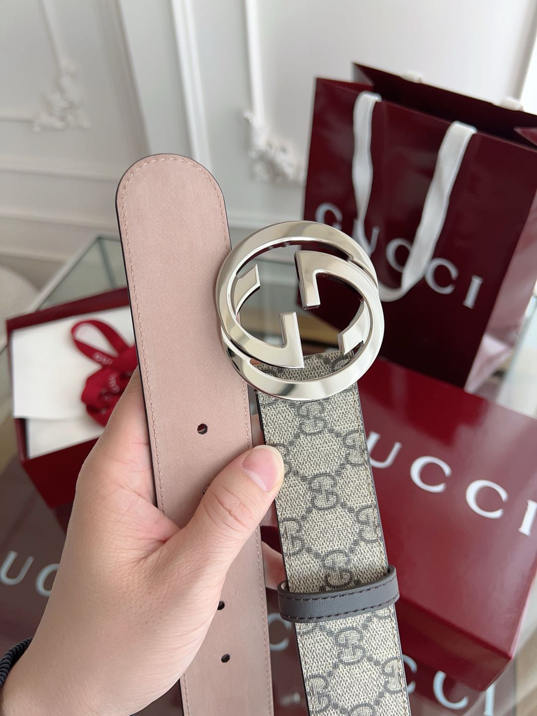 Gucci Basic Belt Cow Leather Brown M