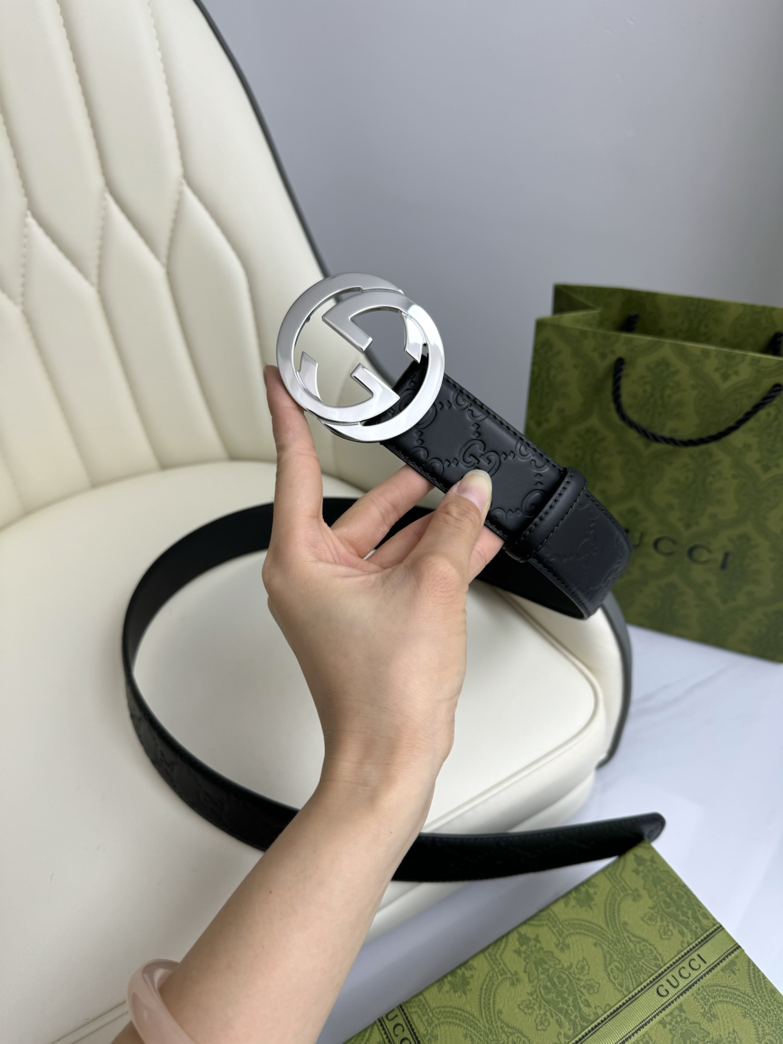 Gucci Basic Belt Cow Leather S-m