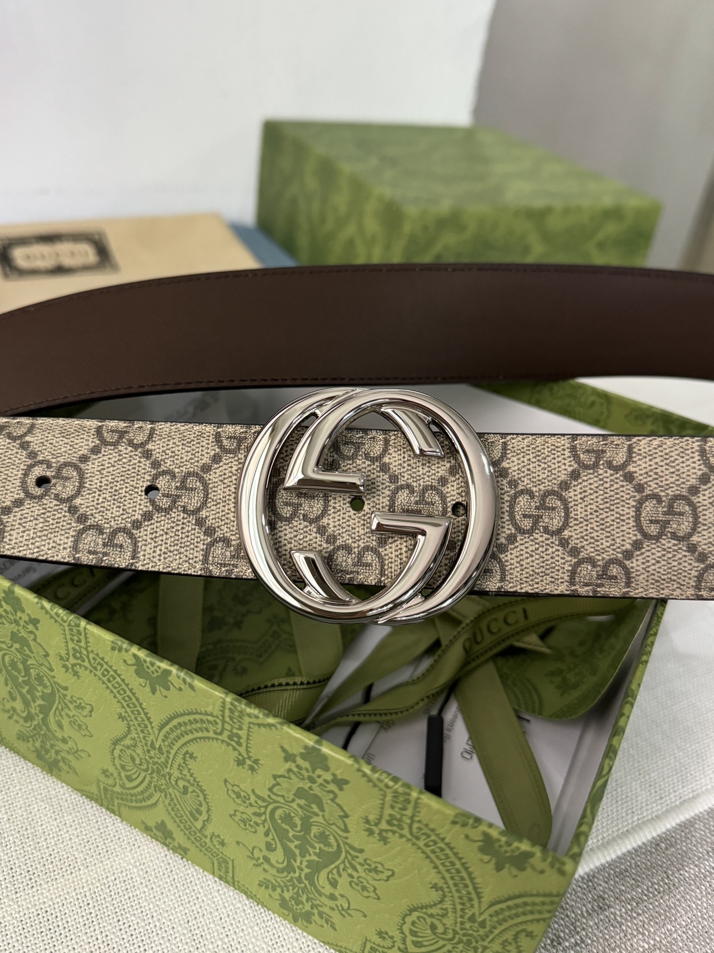 Gucci Male Leather Belt Top Grain Leather Black S-m
