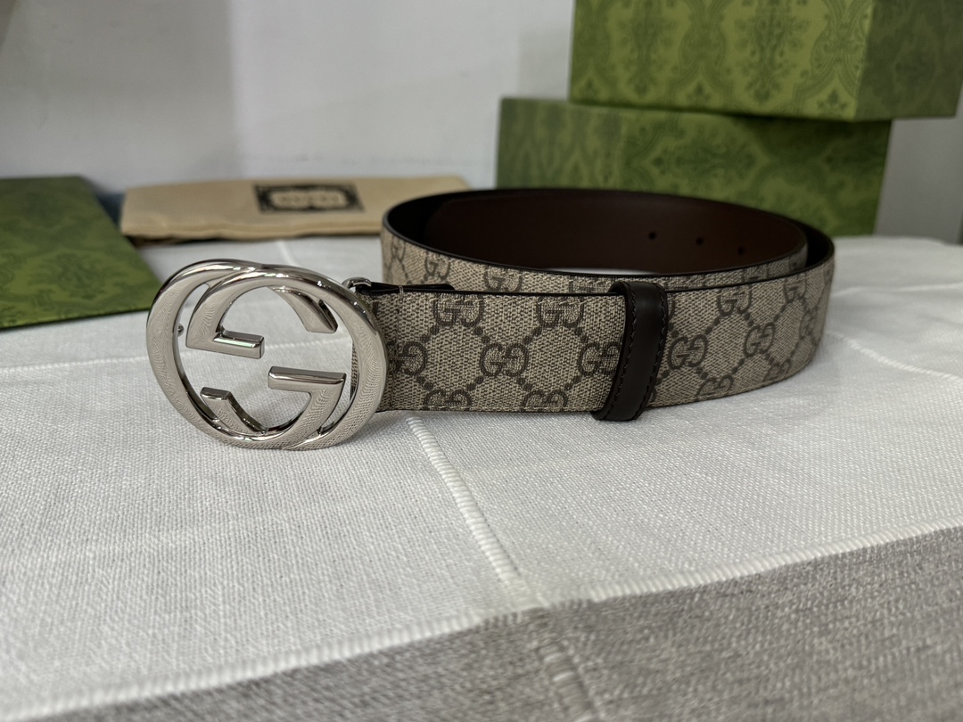 Gucci Male Leather Belt Top Grain Leather Black S-m