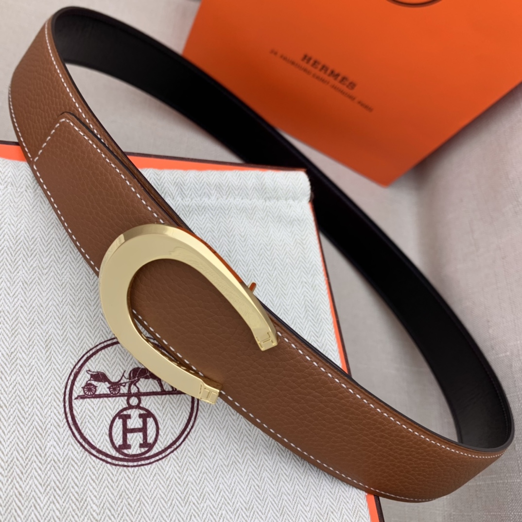 Hermès Male Leather Belt Top Grain Leather Black 38mm-m