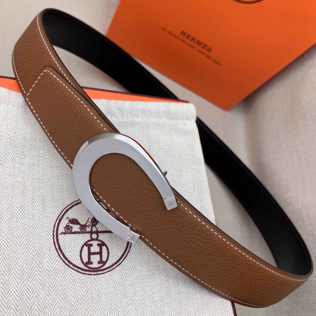 Hermès Male Leather Belt Top Grain Leather Black 38mm-m