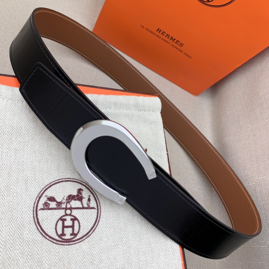 Hermès Male Leather Belt Top Grain Leather Black 38mm-m