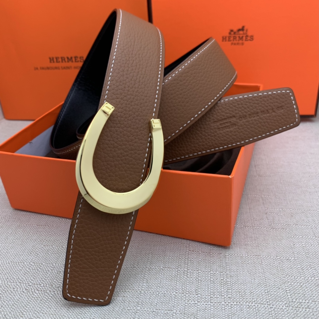 Hermès Male Leather Belt Top Grain Leather Black 38mm-m